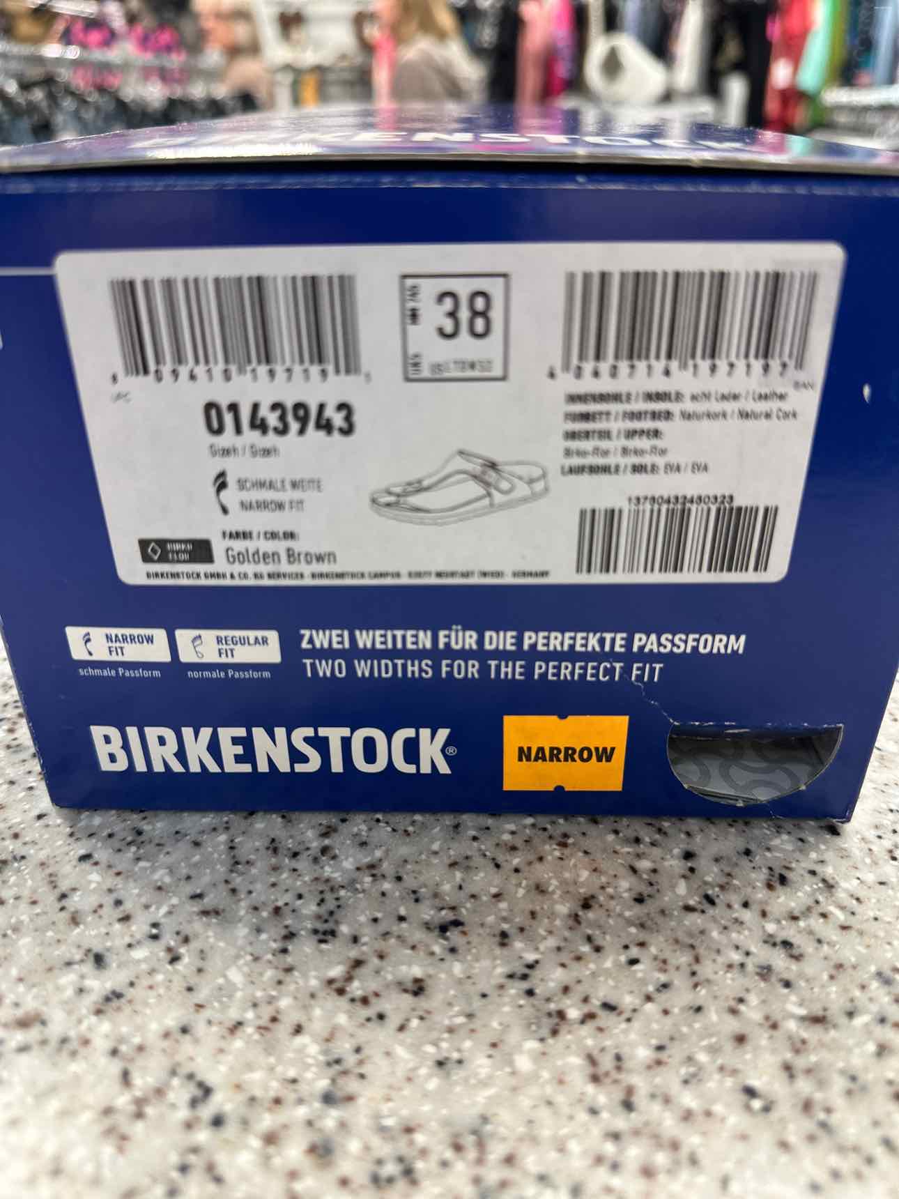 Birkenstock Size 38 Golden Brown Narrow Gizeh Classic Thong Sandal