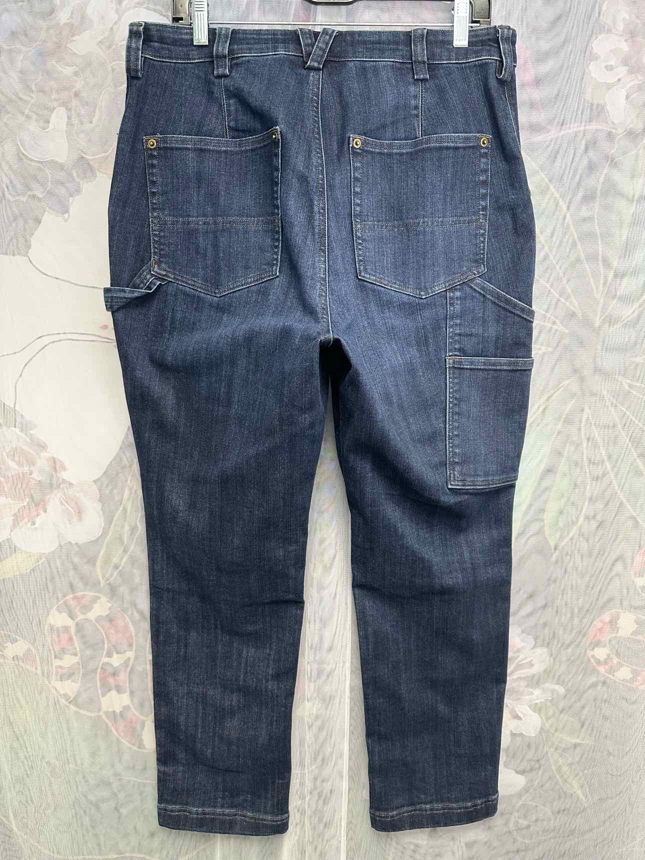 Duluth Trading Dark Wash Utility Crop Panel Size 14 Denim Jeans