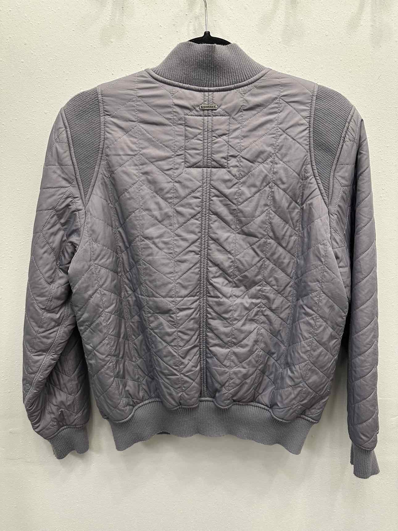 Prana Chevron Quilted Zip Up Bomber Sherpa Lined Size S/M Grey Jacket