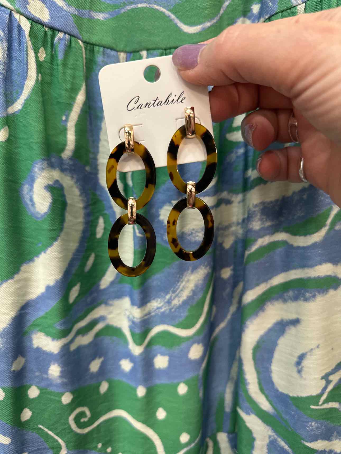 Marbled Acetate Chain Link 2.5" Brown Post Drop Earrings
