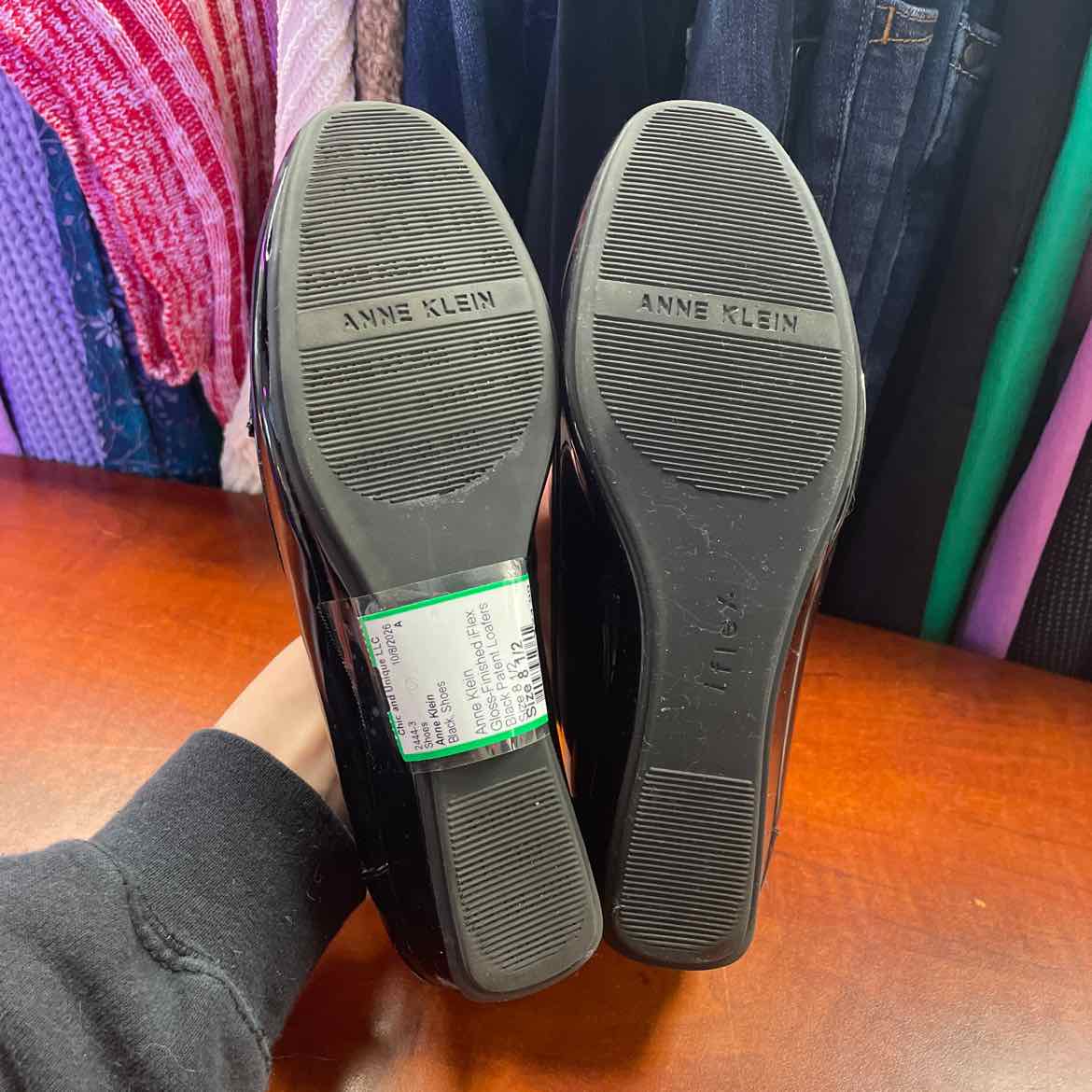 Anne Klein Gloss-Finished iFlex Black Patent Loafers Size 8 1/2