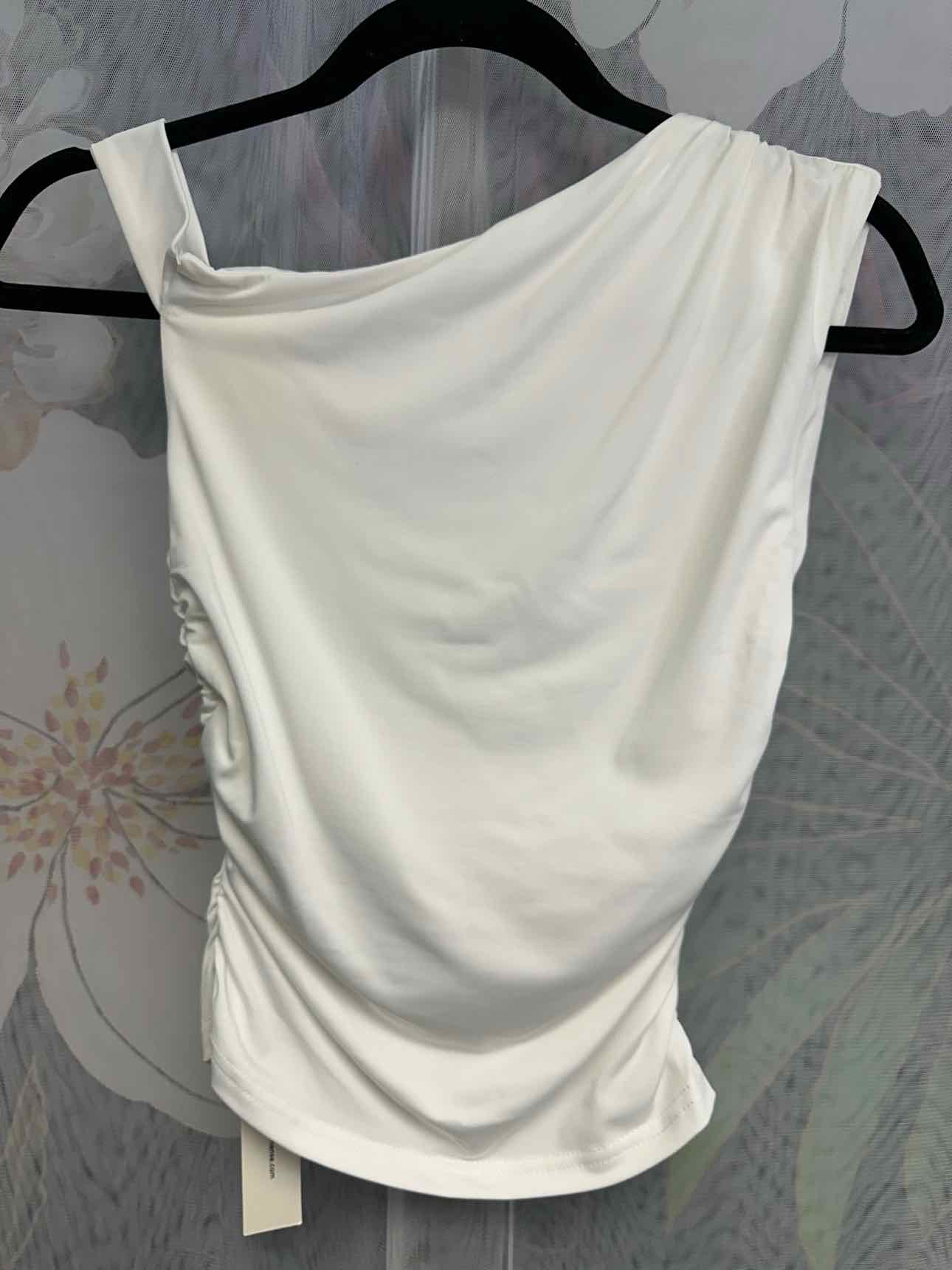 Commense NEW NWT Single Shoulder Ruched Stretch Tank Size Small White Top