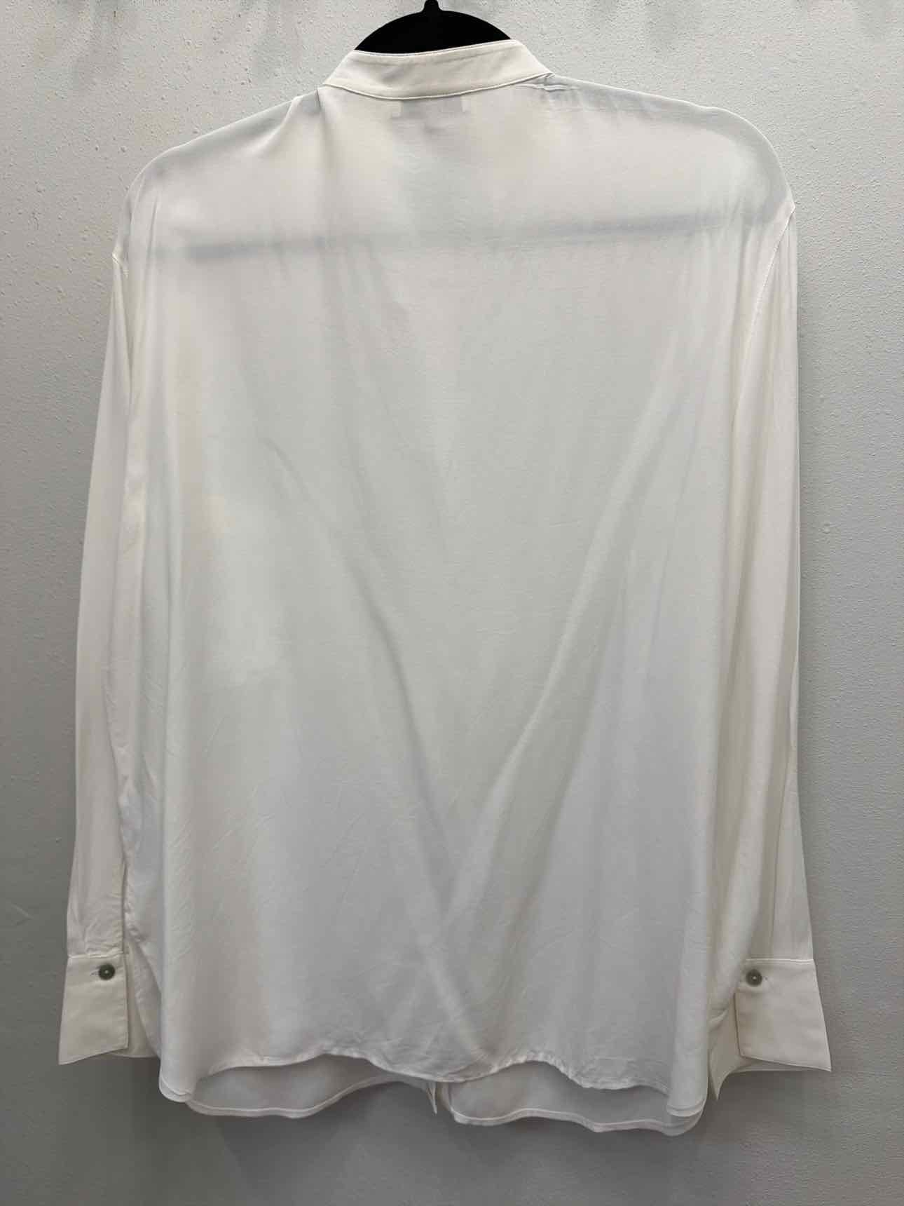 Vince Size Medium Peter Pan classic button down long sleeve Blouse White Top