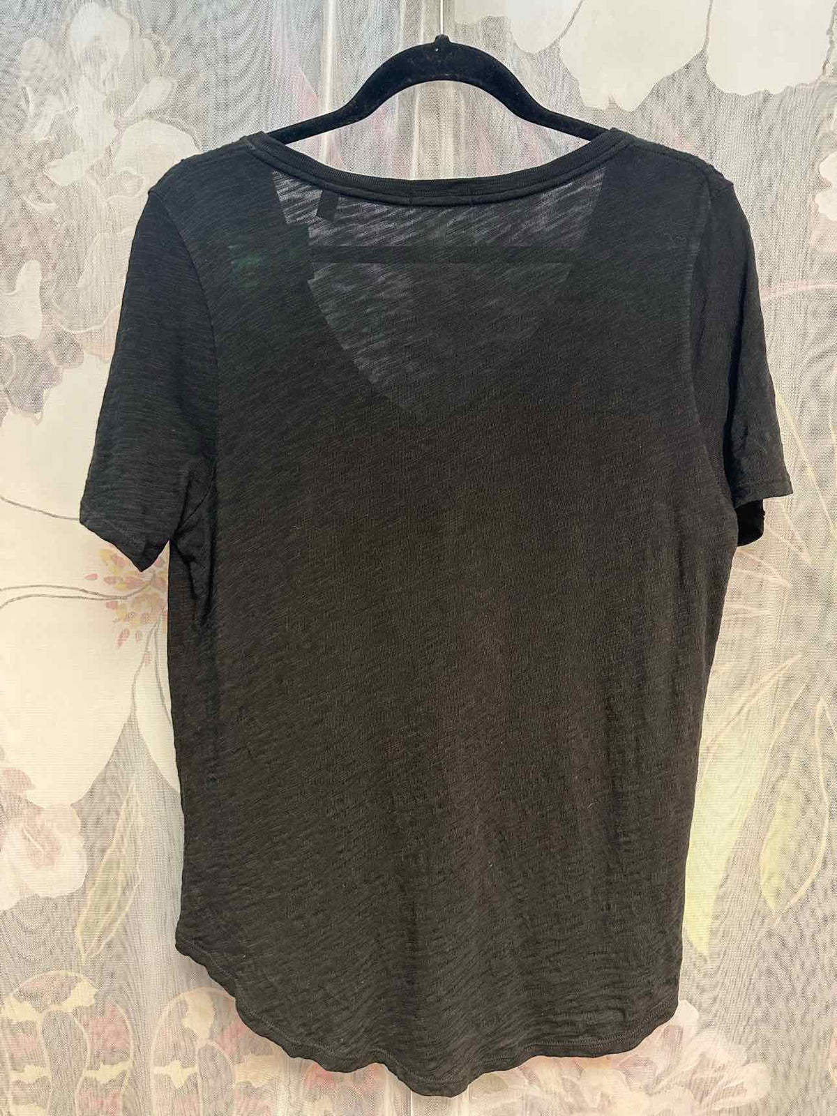 ATM Slub Jersey Lightweight Short Sleeve V-Neck Size Large Black Top