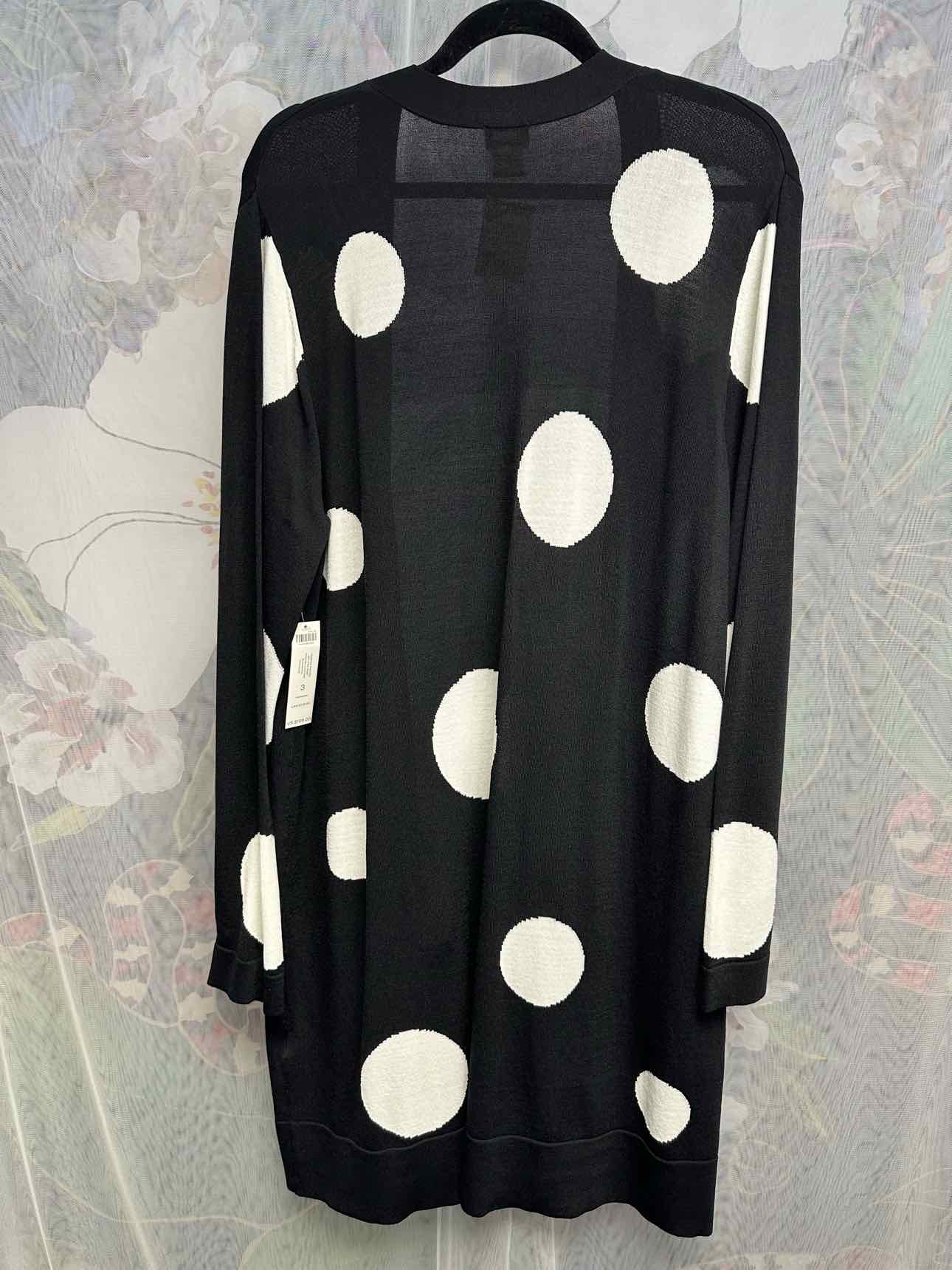 Chico's NEW NWT Dot Print Long Sleeve Duster Cardigan Size 3 Black/white Top