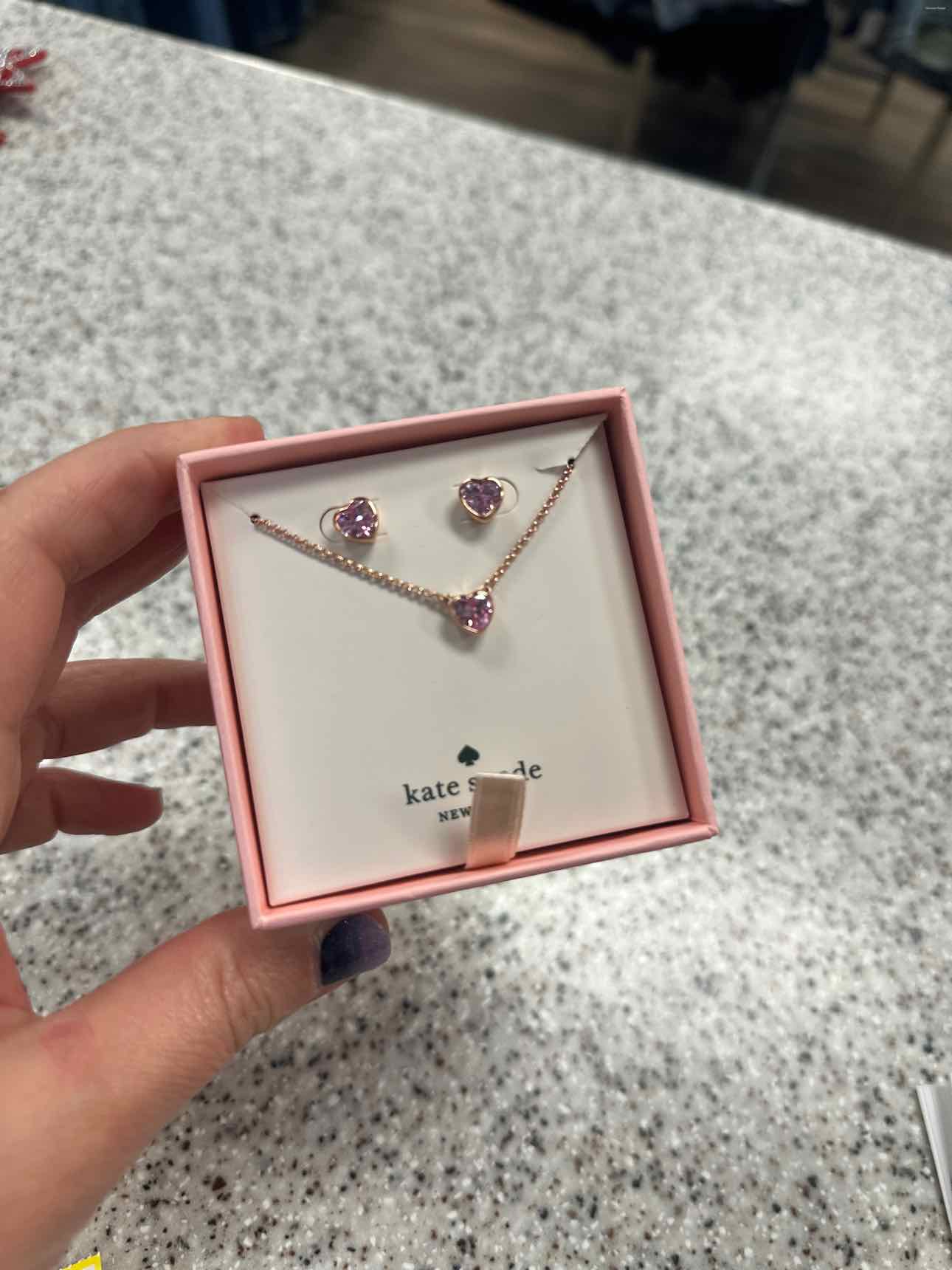 Kate Spade NEW Romantic Rocks CZ Heart Earrings and Necklace Set