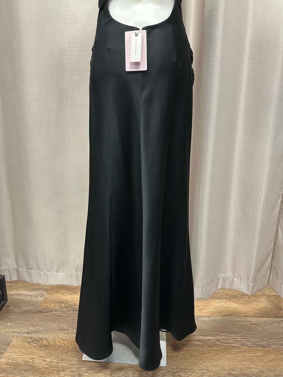 BHLDN NEW NWT Crisscross Ruched Floor Length Floral Size 10 Black Dress