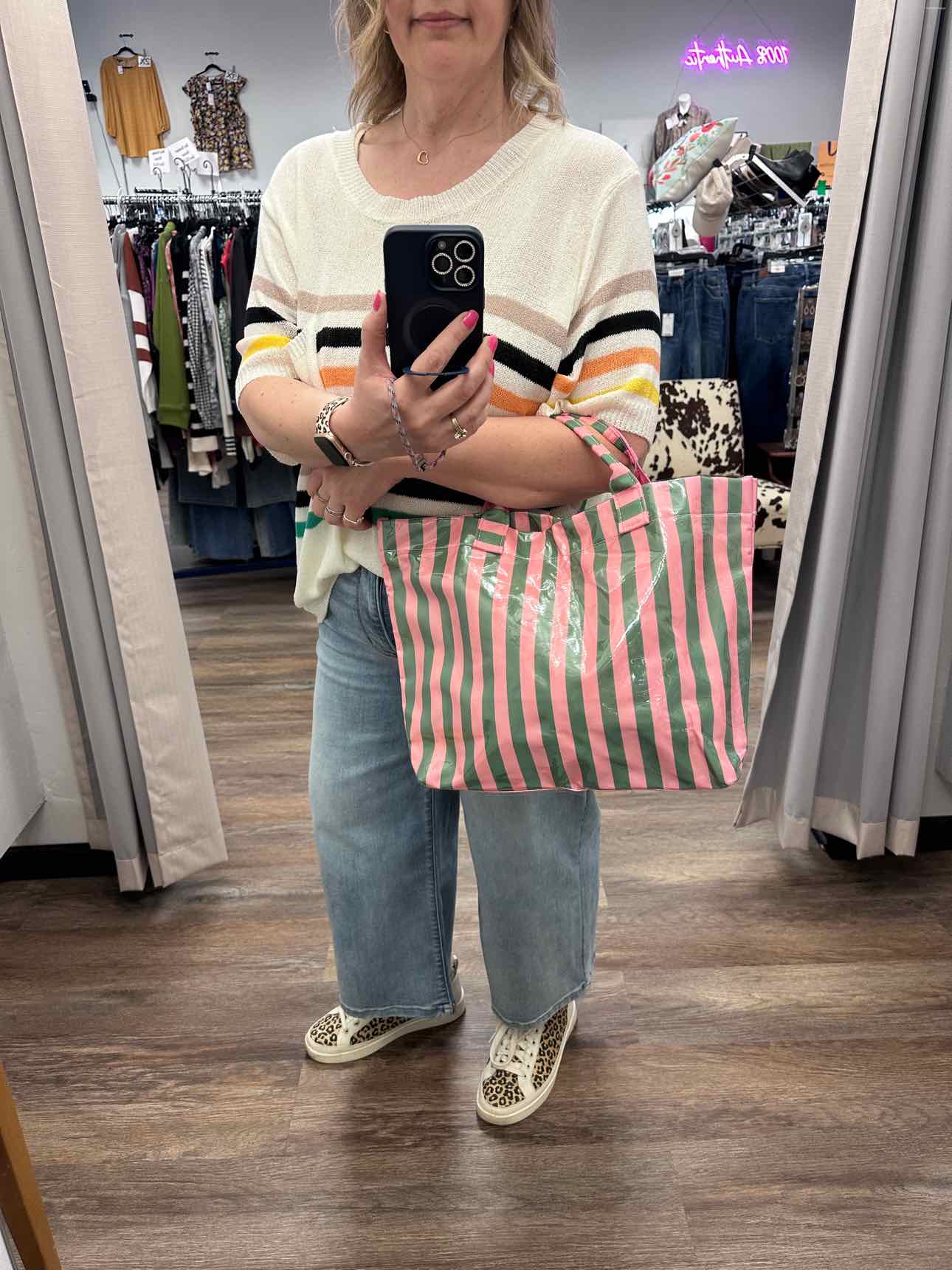 PVC Stripe Summer Tote Bag
