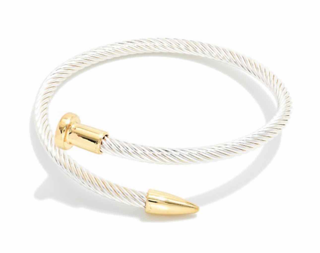Metal Tone Twisted Nail Cuff Bracelet