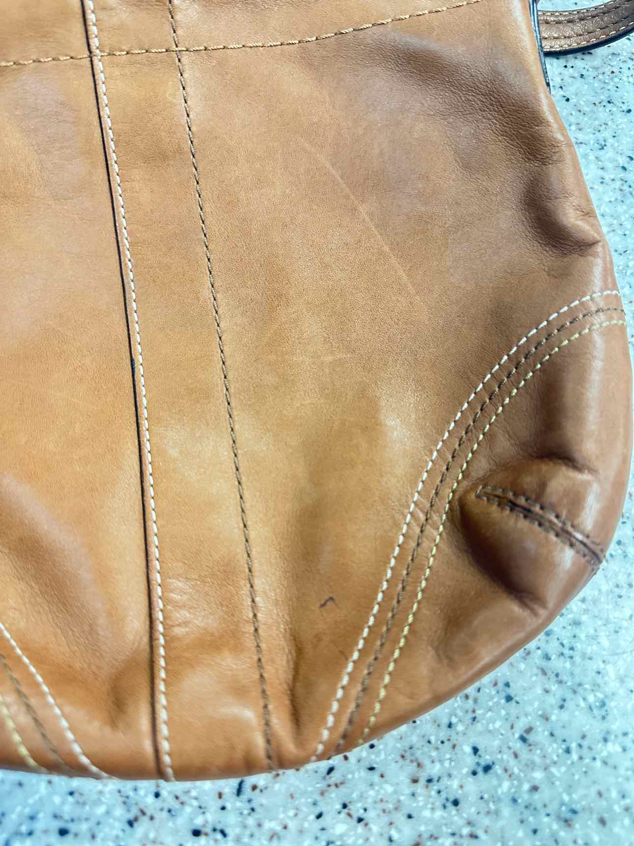 Coach Vintage Soho Saddlebag Leather Slim Brown Tan Crossbody