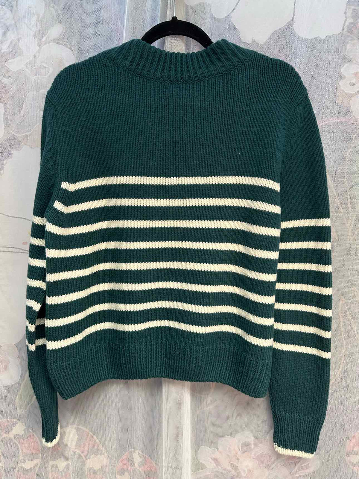 Faherty Striped Heavy Weight Crewneck Sweater Size Large Evergreen Top