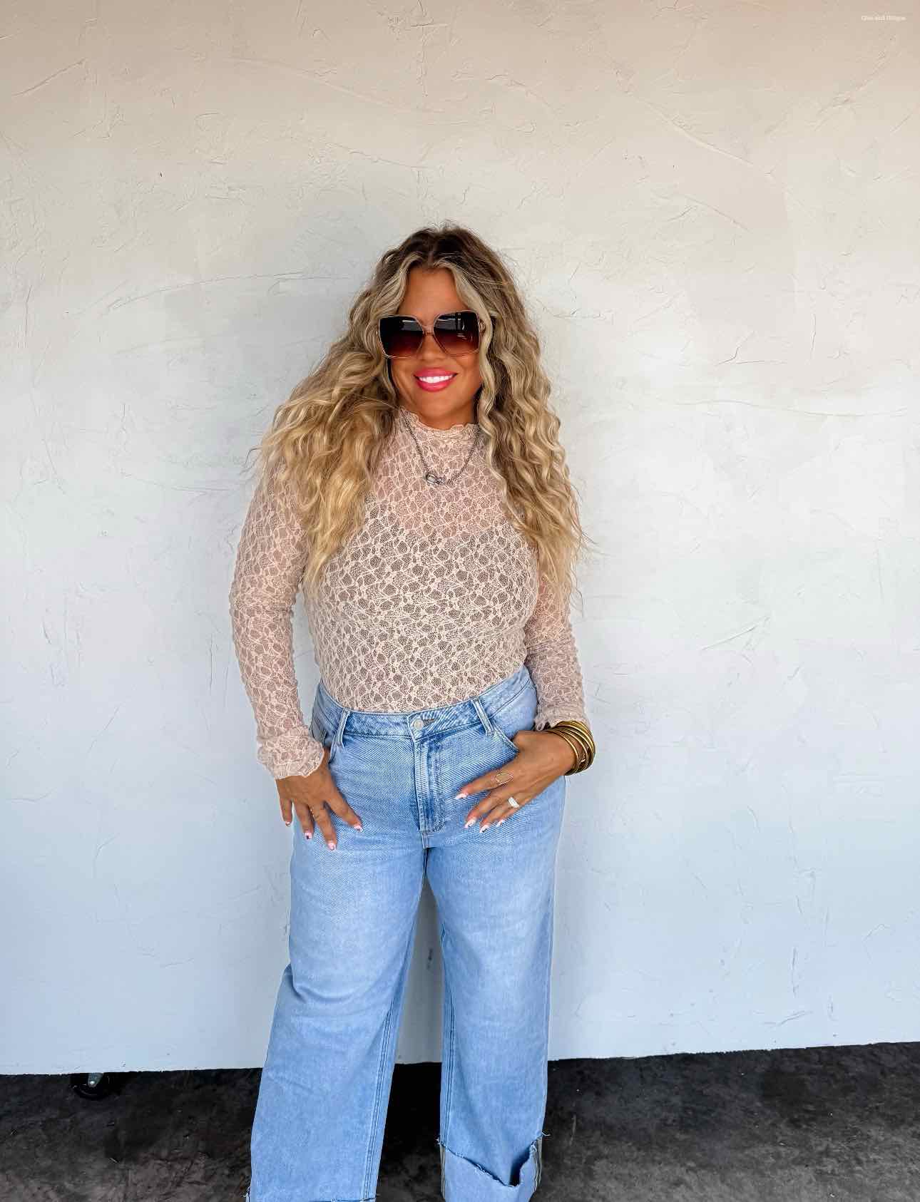 Jolie Lace Long Sleeve Top with Thumb Hole