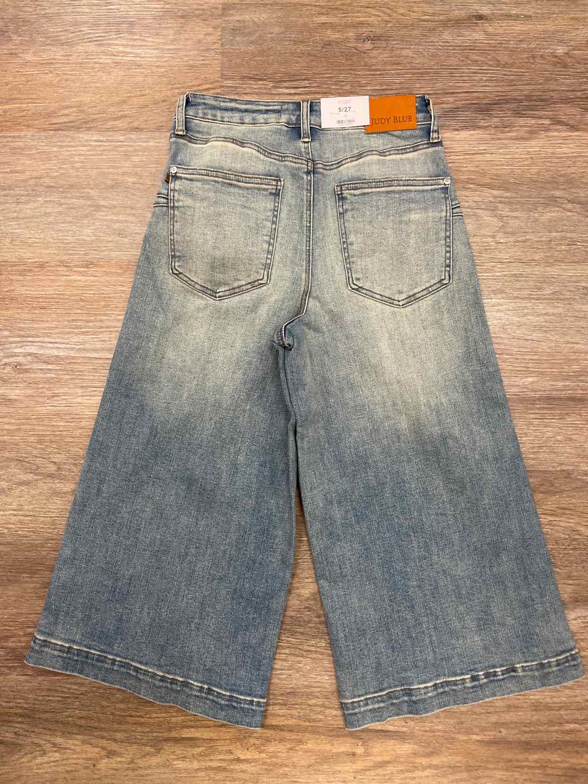 Judy Blue High Waist Marian Culotte with Side Shaping Seams Warm Tinted Indigo Jeans