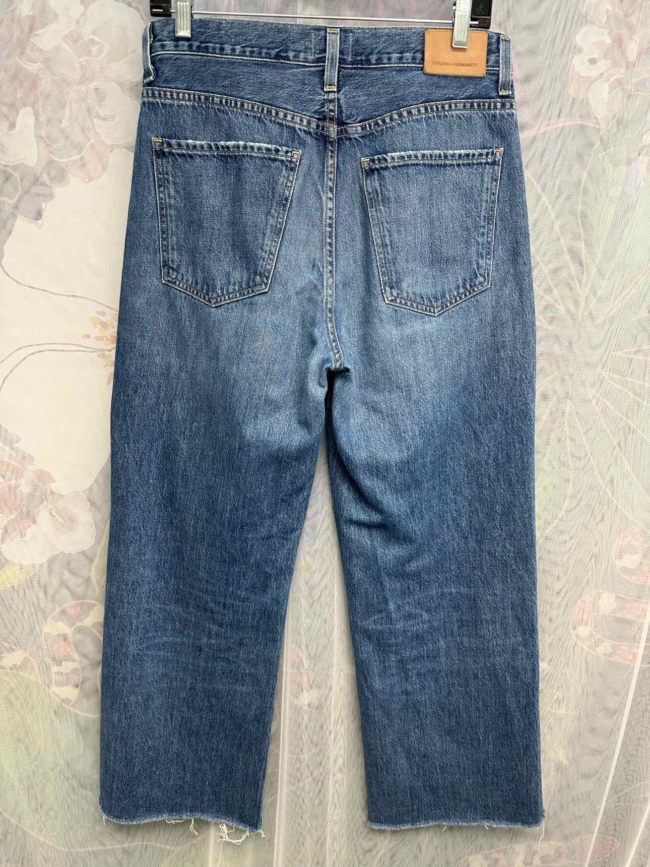 Citizens of Humanity Annina Raw Hem Medium Wash Wide Leg Size 27 Denim Jeans