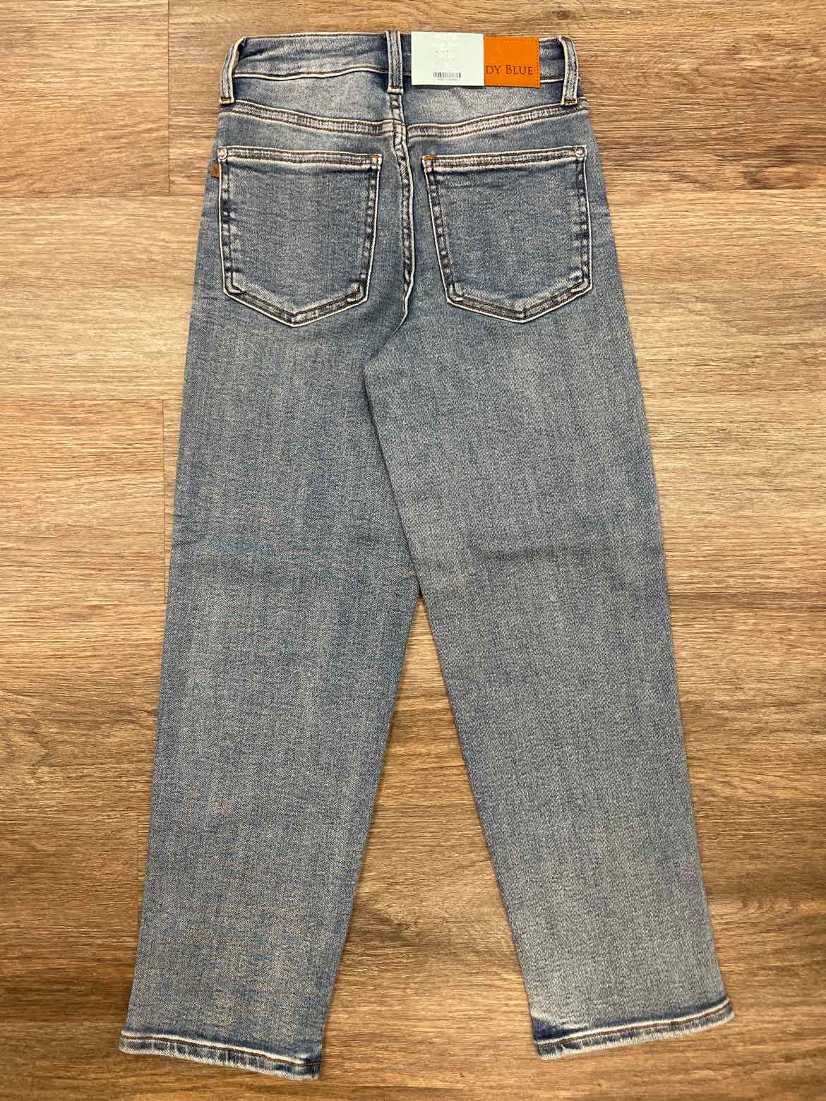 Judy Blue High Waist Petite Peggy Ankle Straight Break Through Blue Jeans