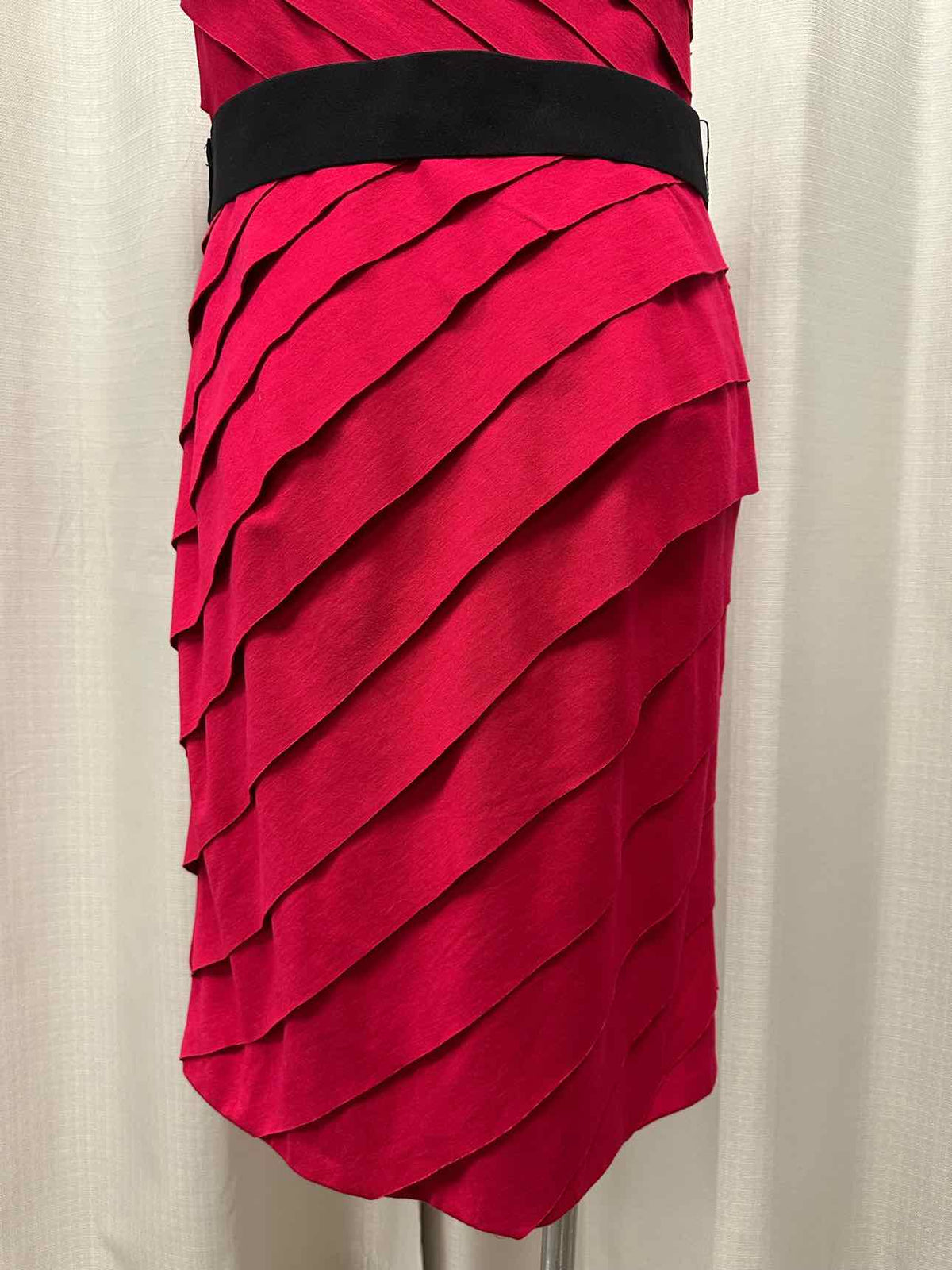Tadashi Ruffle Lined Single Shoulder Belted Size XL Raspberry Dress