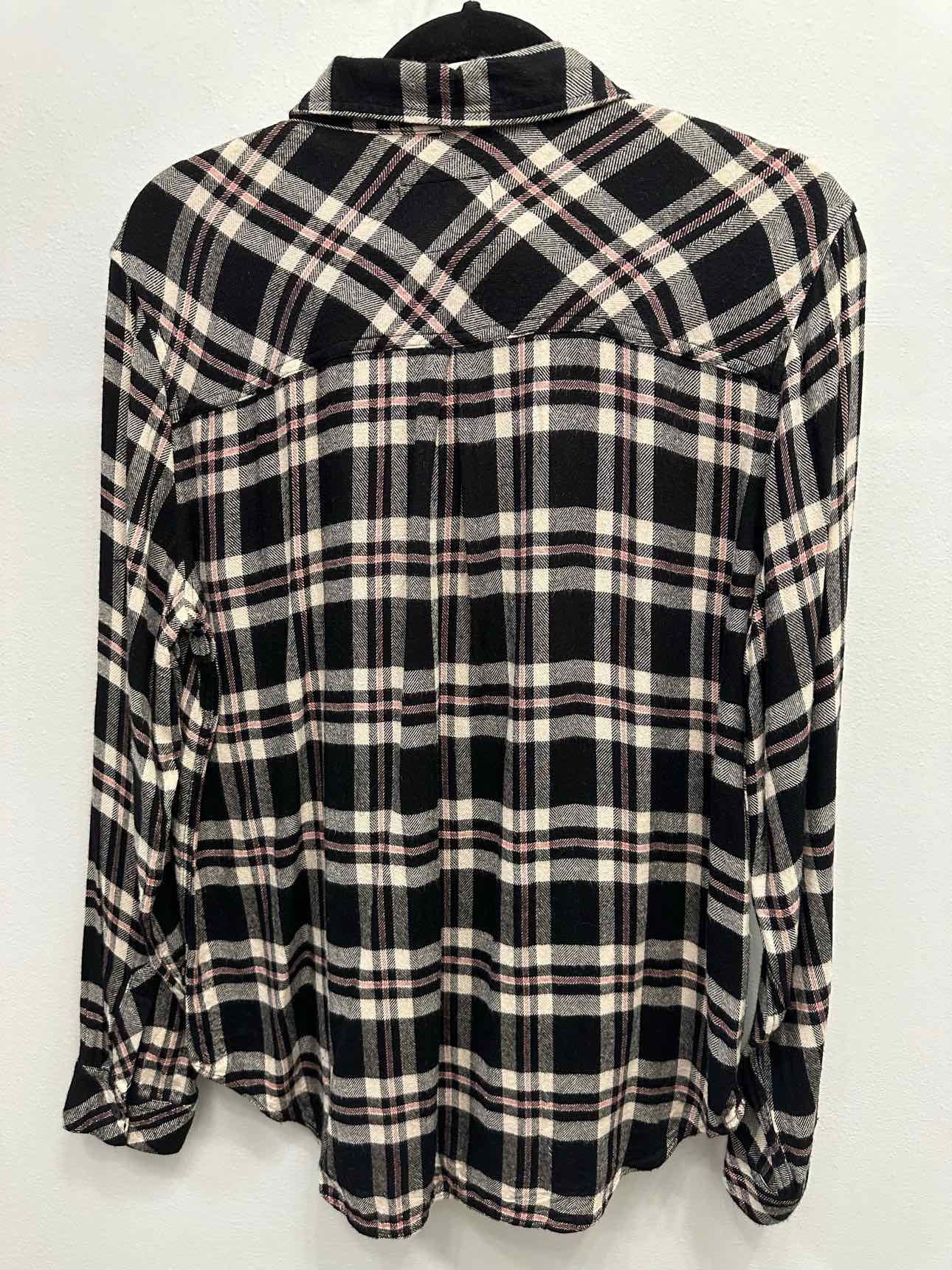 Rails Classic Long Sleeve Button Down Flannel Size Large Black/Tan Top