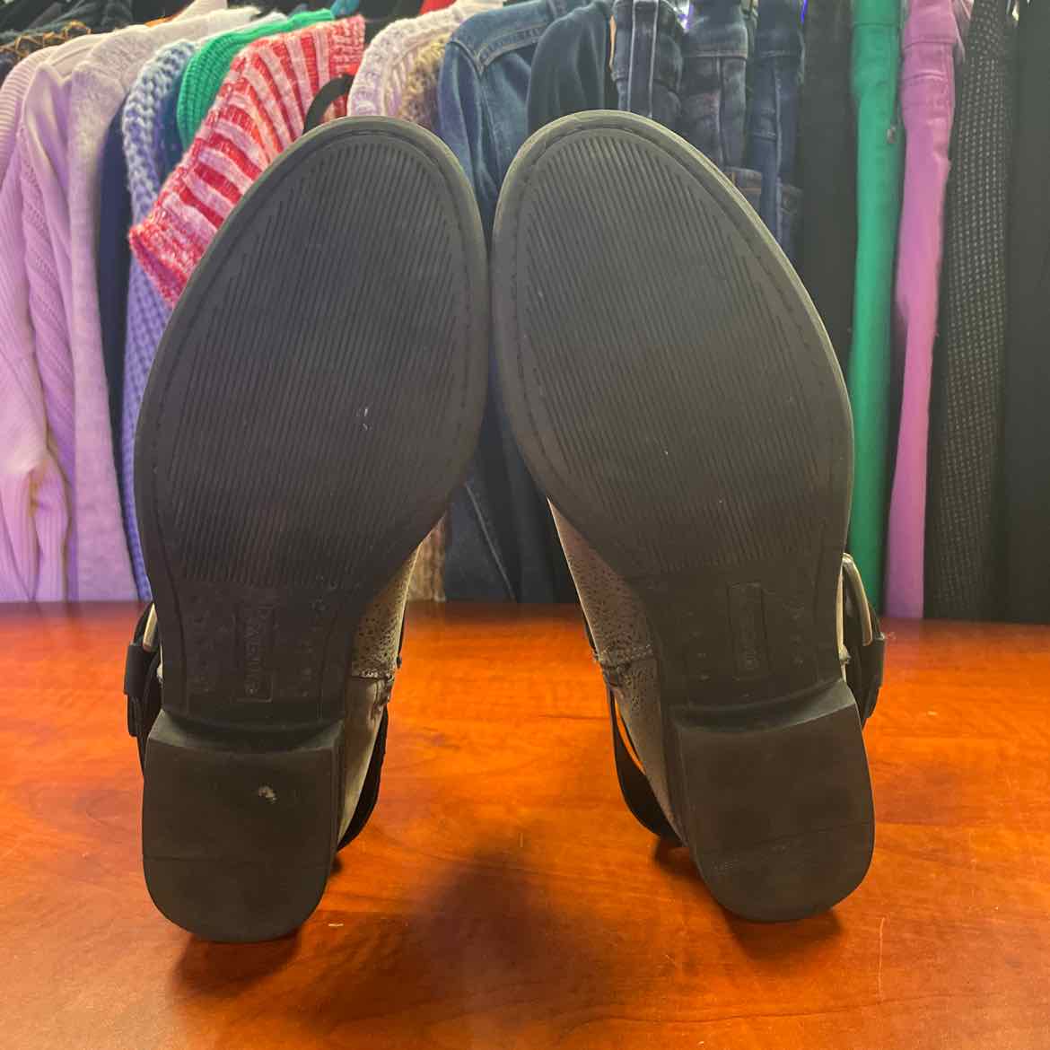 Madeline Girl Stylish Distressed Zip Buckle Ankle Boots Size 7 1/2