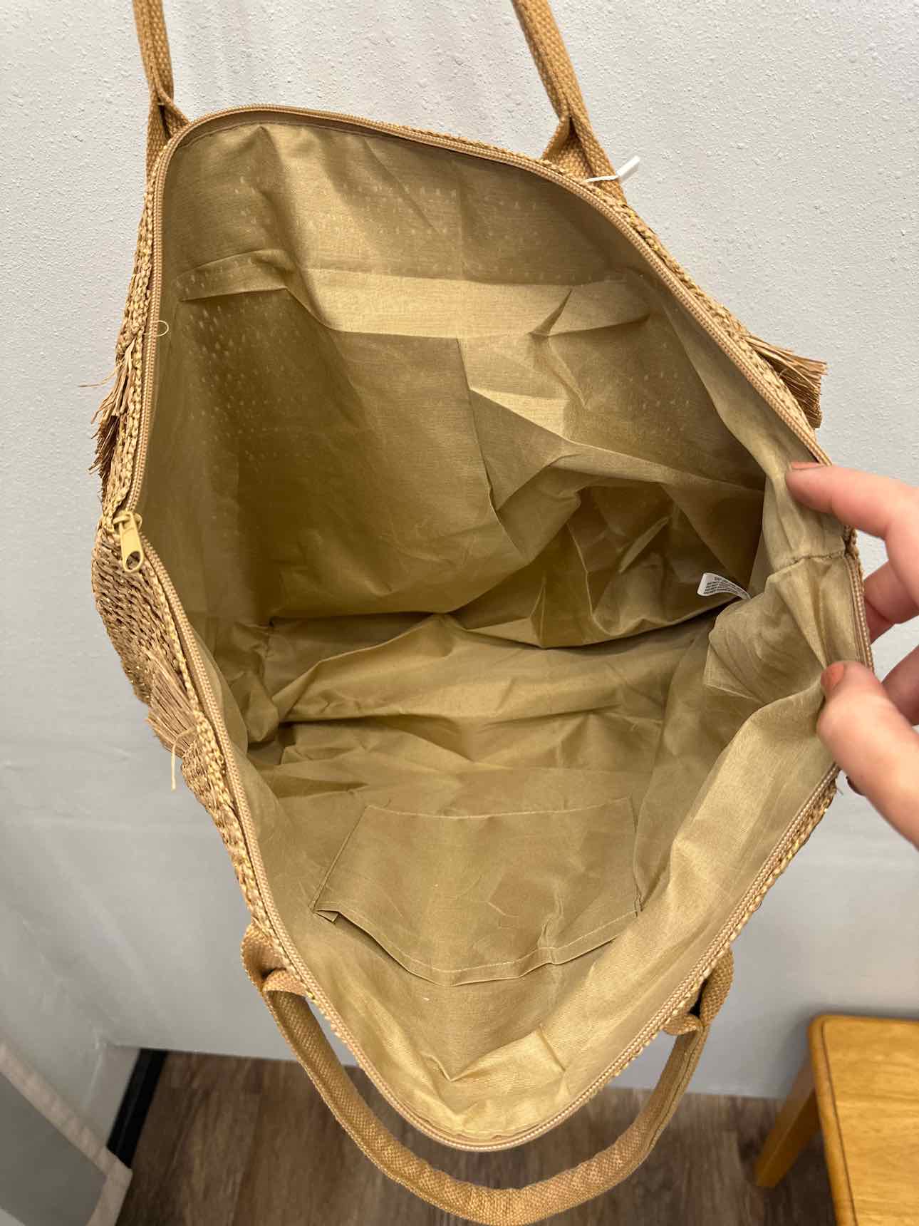 Woven Straw & Gold Lurex Summer Bag With Fringe Handbag