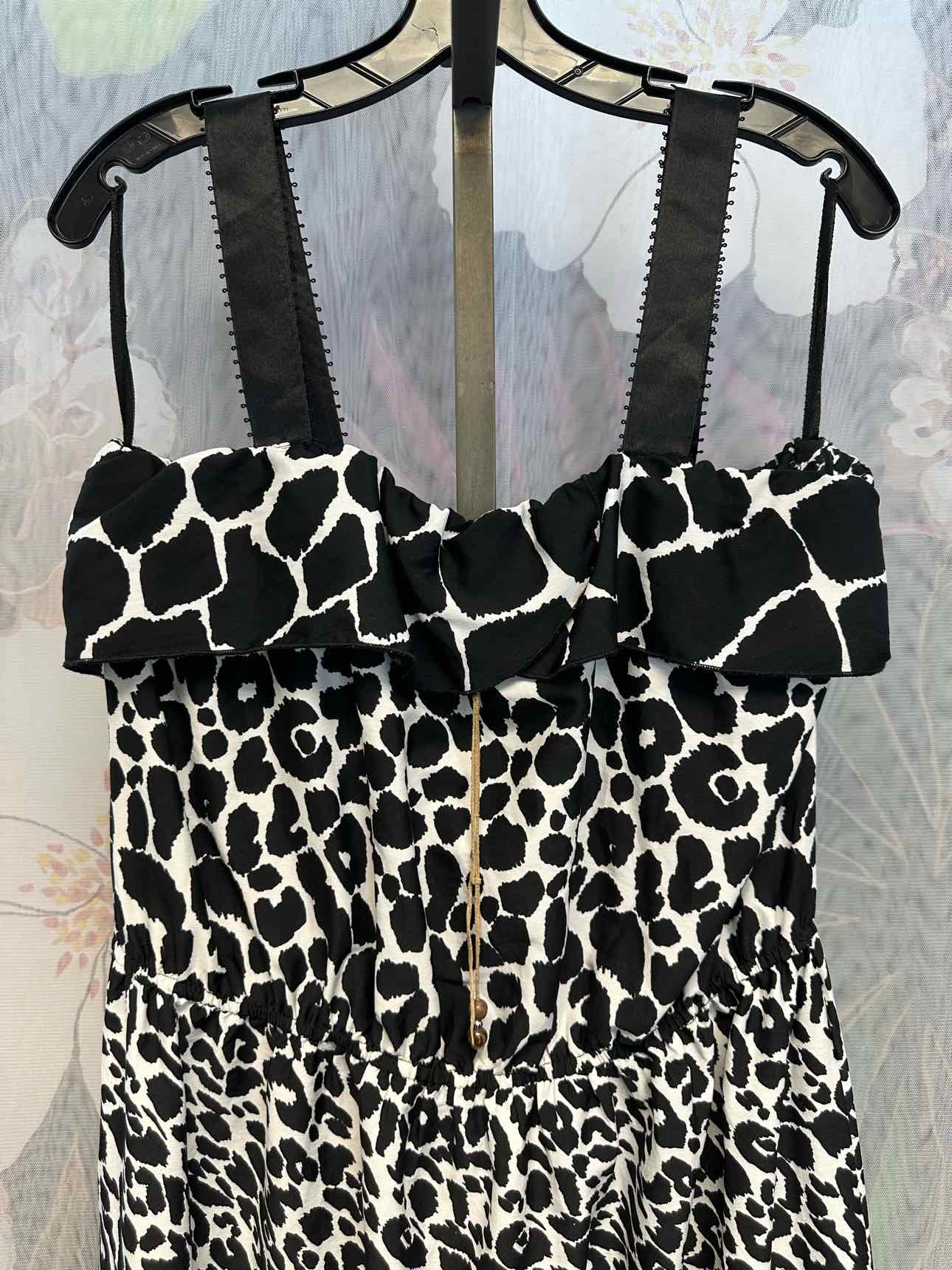 Speed Control Size 1X Black and White Cheeetah Print Long Maxi Dress