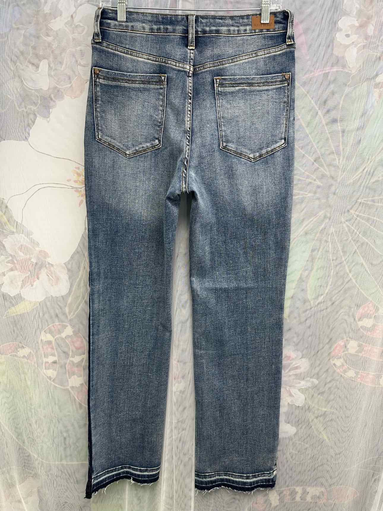 Judy Blue NEW NWT Rw Hem Wide Leg High Waist Stripe Runner 11/30 Denim Jeans