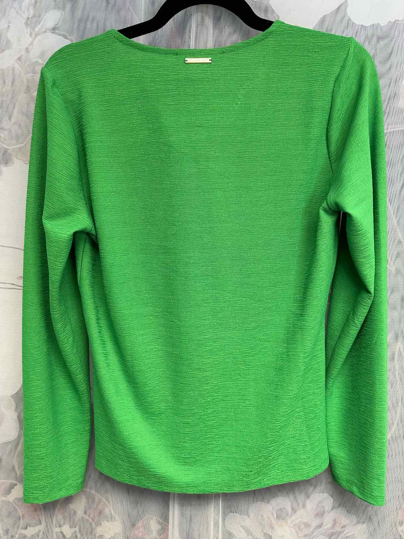 Michael Michael Kors NEW NWT Keyhole Textured Long Sleeve Size Small Green Top