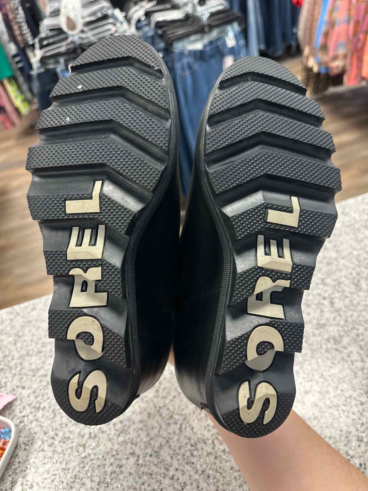 Sorel Size 9 1/2 Women's Joan of Arctic Wedge II Zip Ankle Black Booties