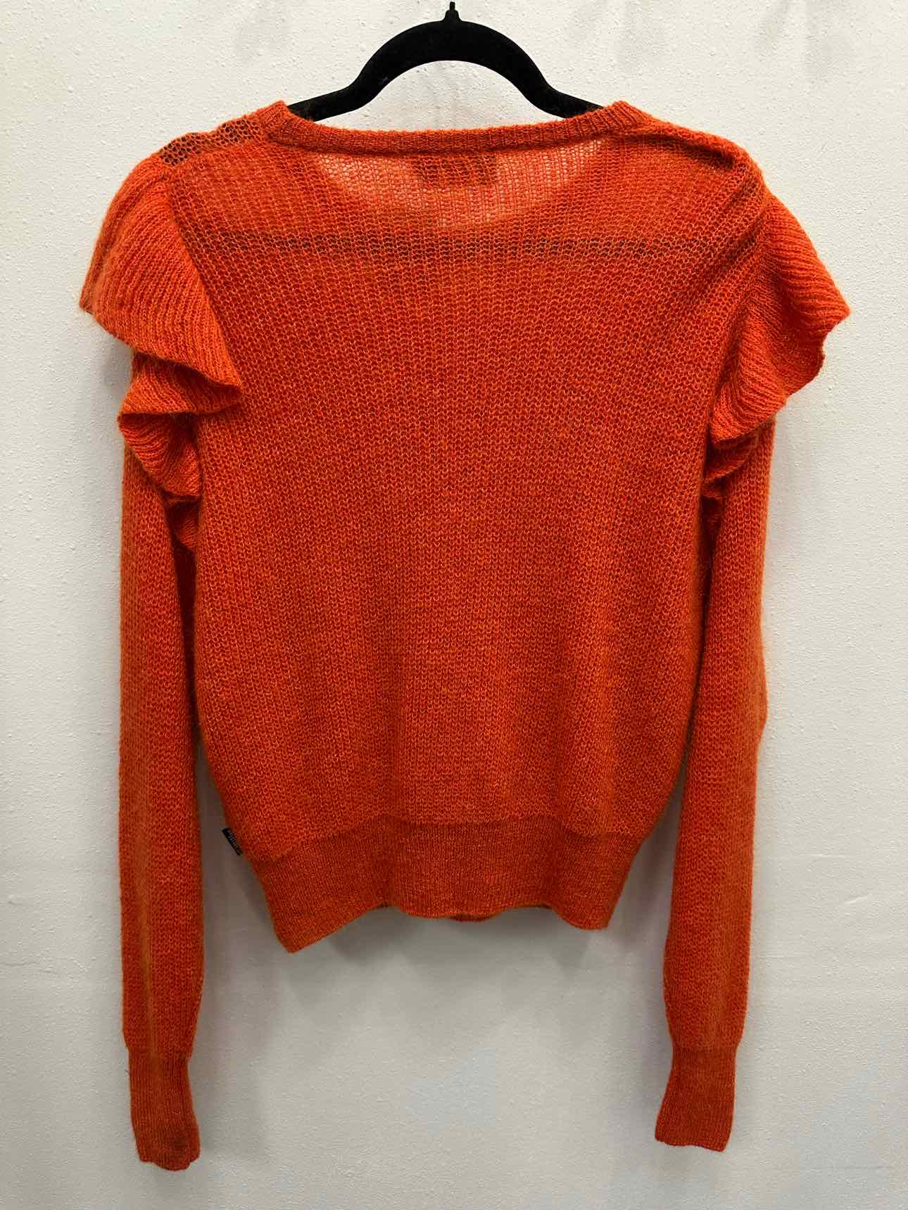 Holebrook Sweden Ruffle Decor Long Sleeve Mohair Blend Medium Orange Sweater