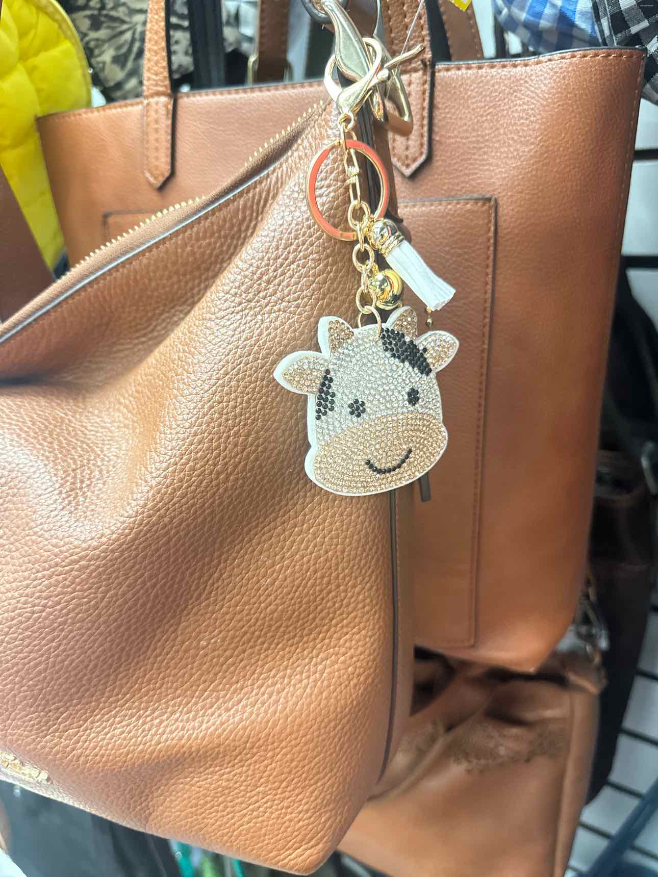 Rhinestone Bling 3D Bag Charm Key Chain