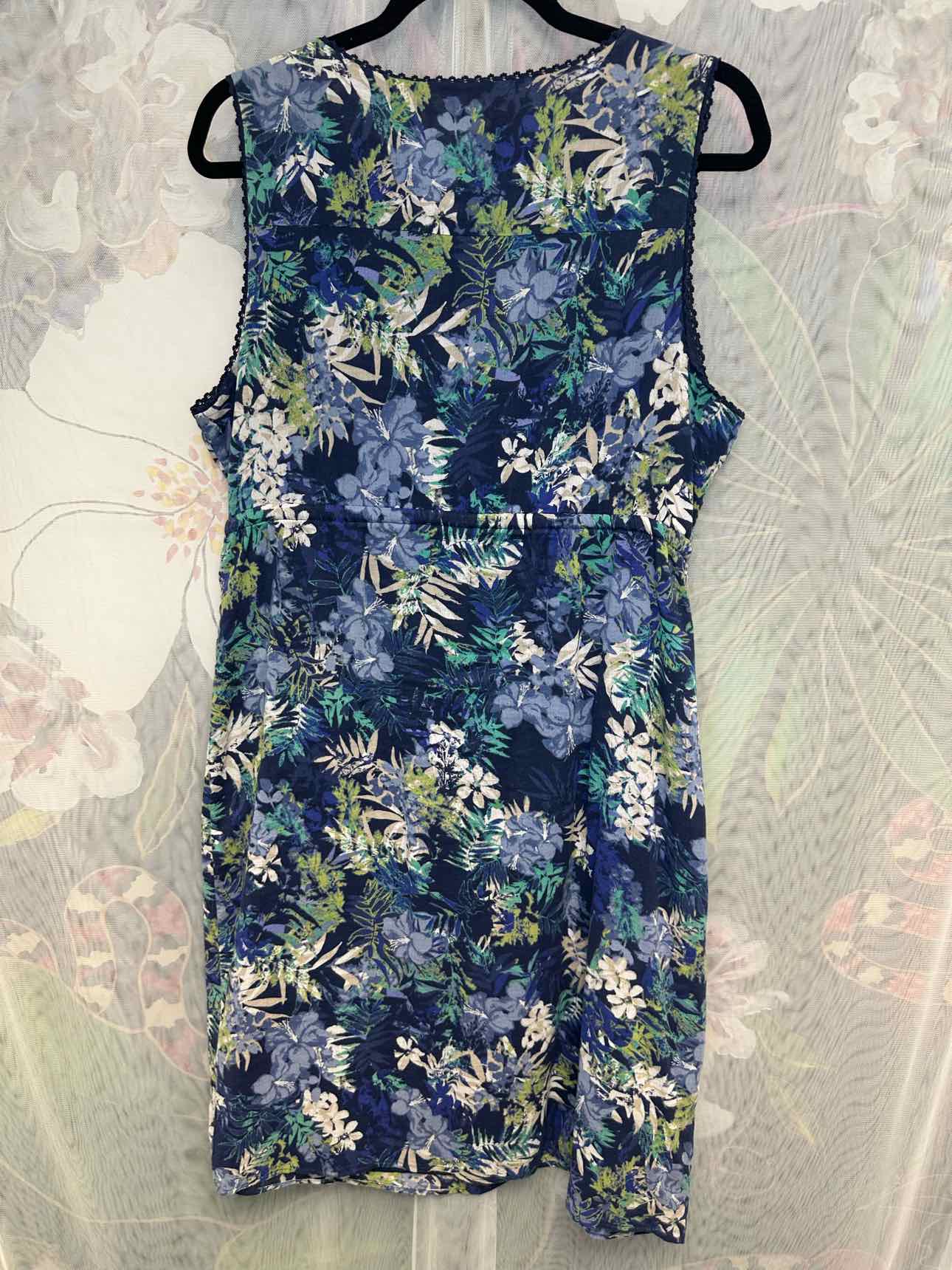 Eddie Bauer NEW NWT Surplice 100% Cotton Floral Print Size 1 Blue Dress