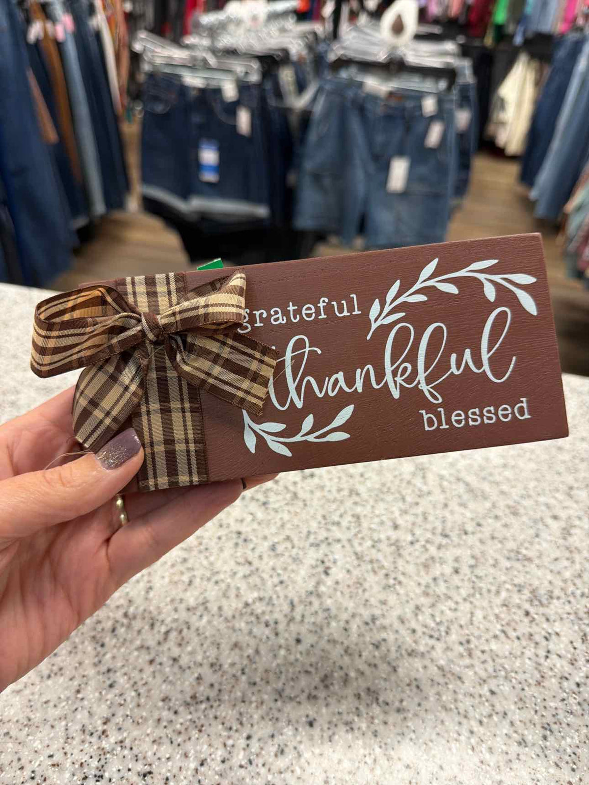 Grateful thankful blessed painted wood block decor household