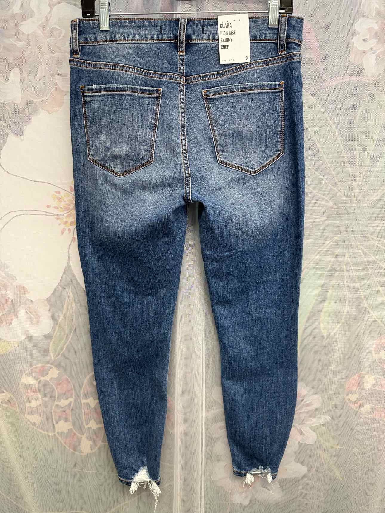 Eunina NEW NWT Clara High Rise Skinny Crop Distressed Size 9 Denim Jeans