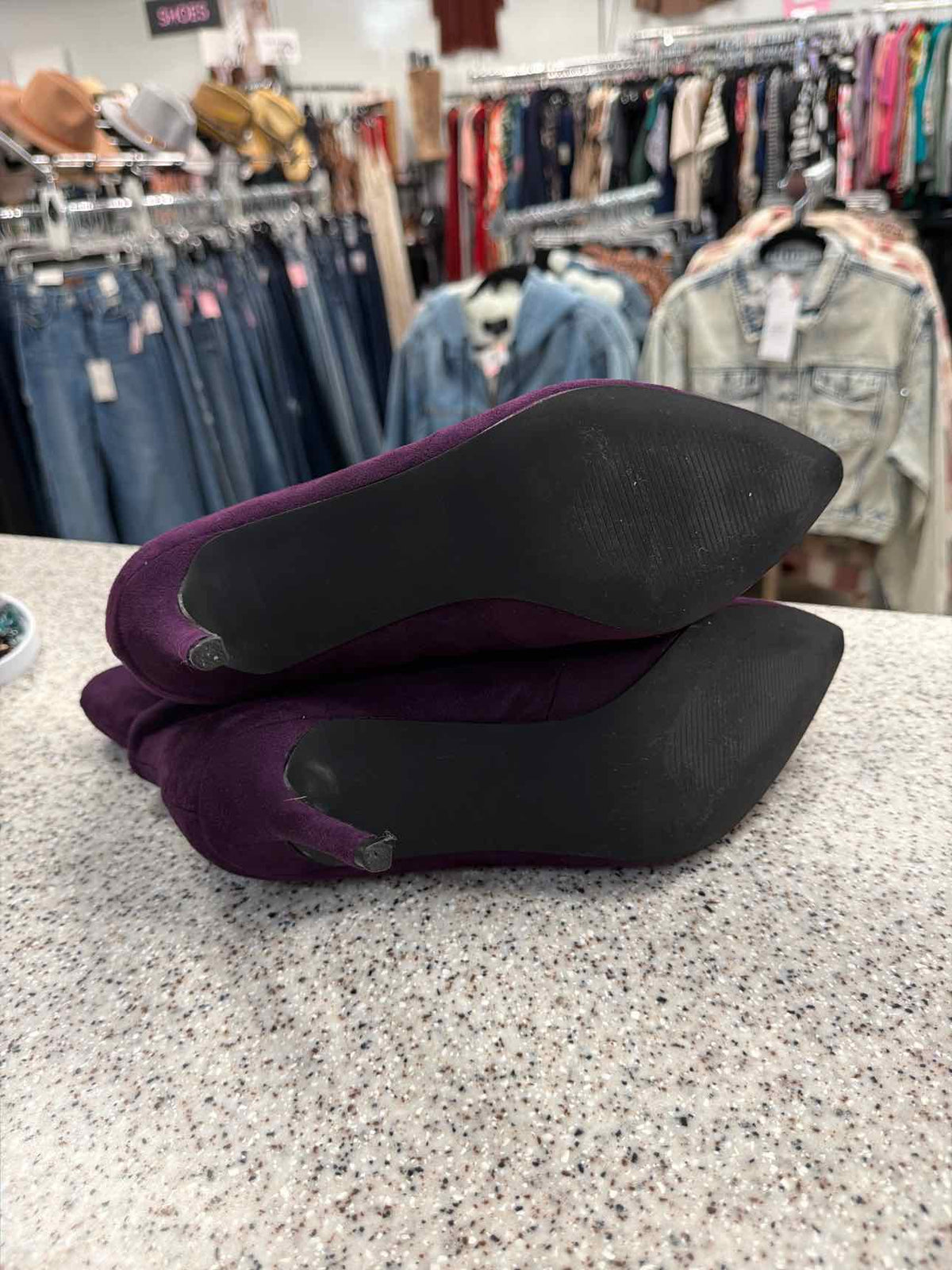 ShoeDazzle Rich Purple Faux-Suede Slouchy Stiletto Boots Woman's Size 9