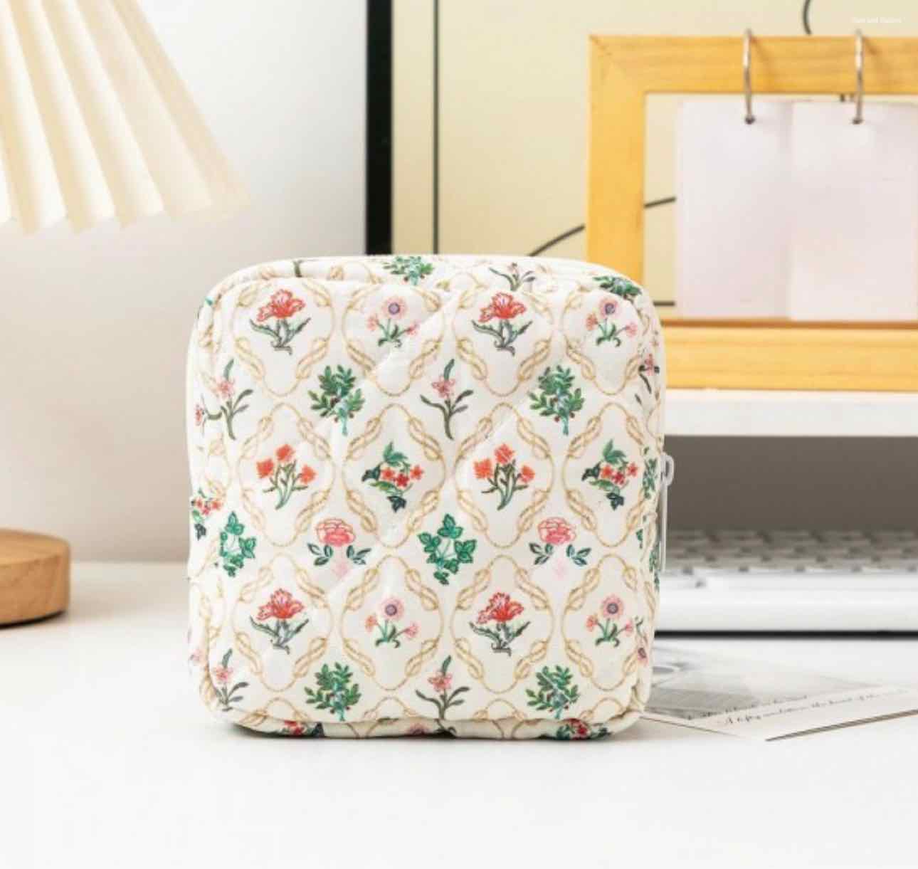 Floral Print Quilted Pouch