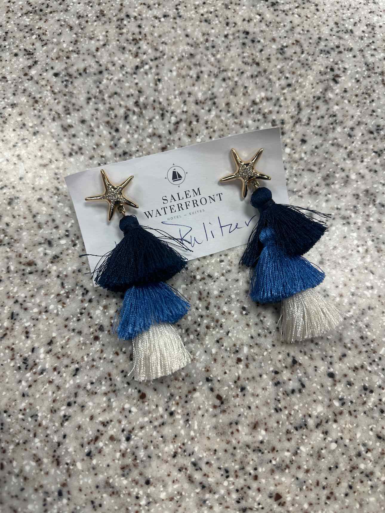 Lilly Pulitzer Size 3.5" Blue/White Earrings