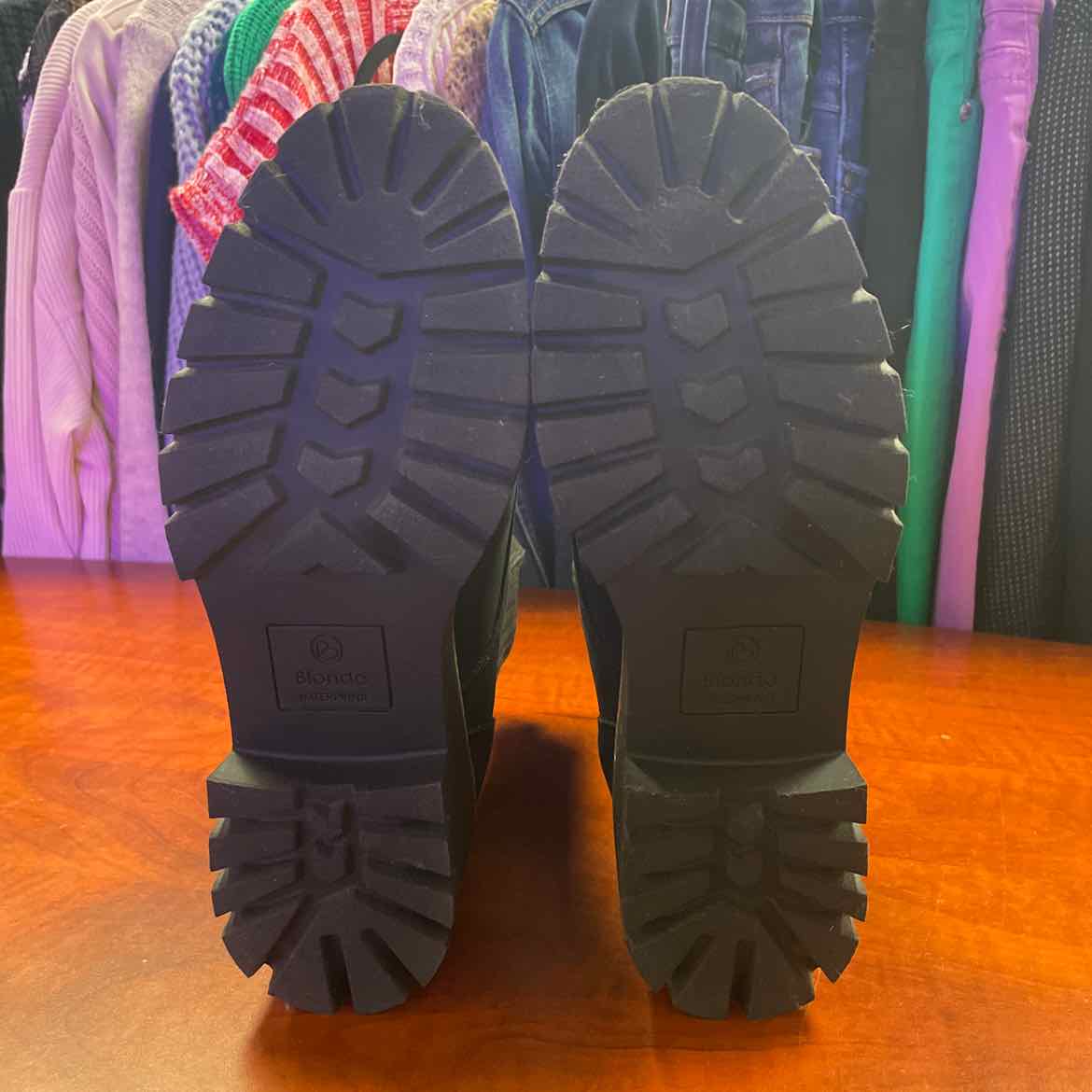 Blondo Waterproof Ladies Platform Black Leather Boots Size 7