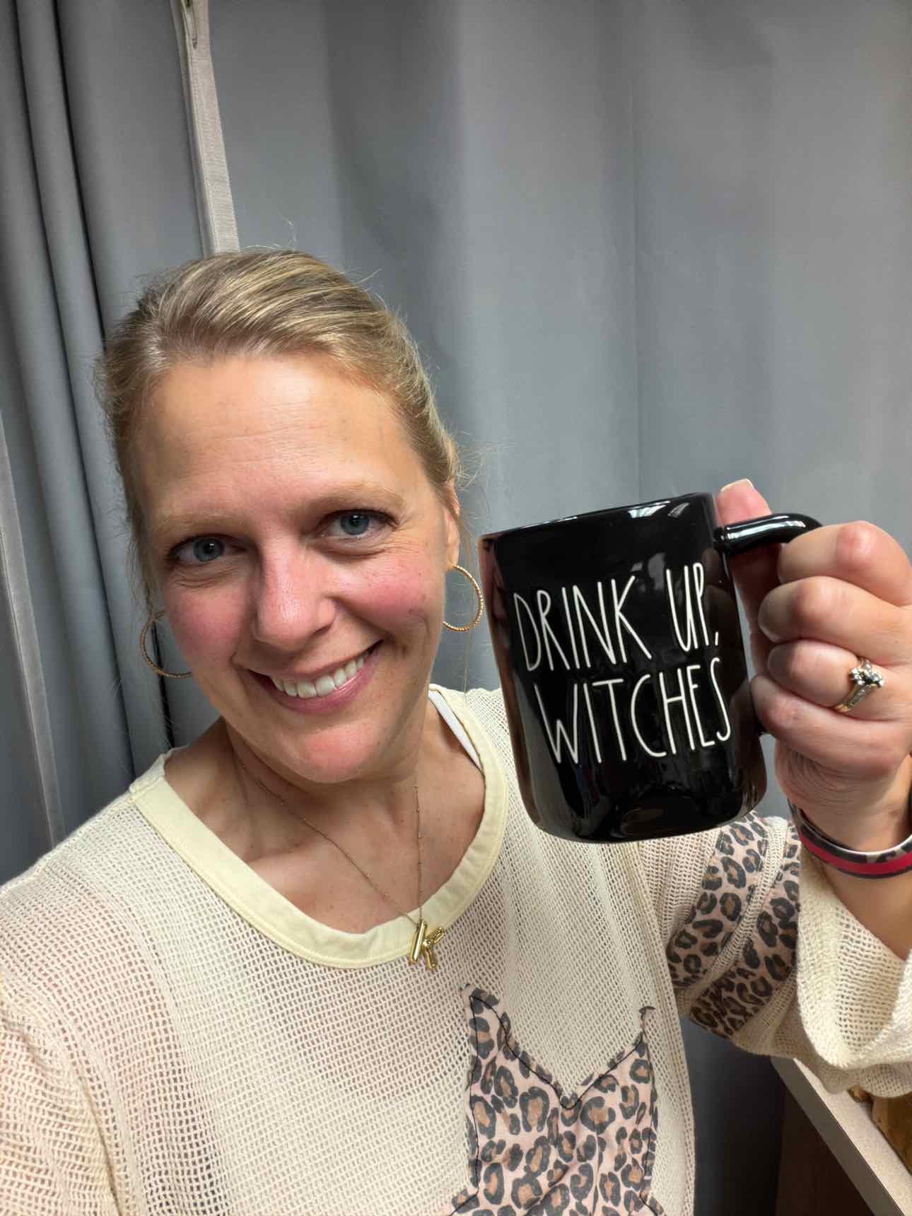 Rae Dunn NEW 'Drink Up Witches' mug with lid household