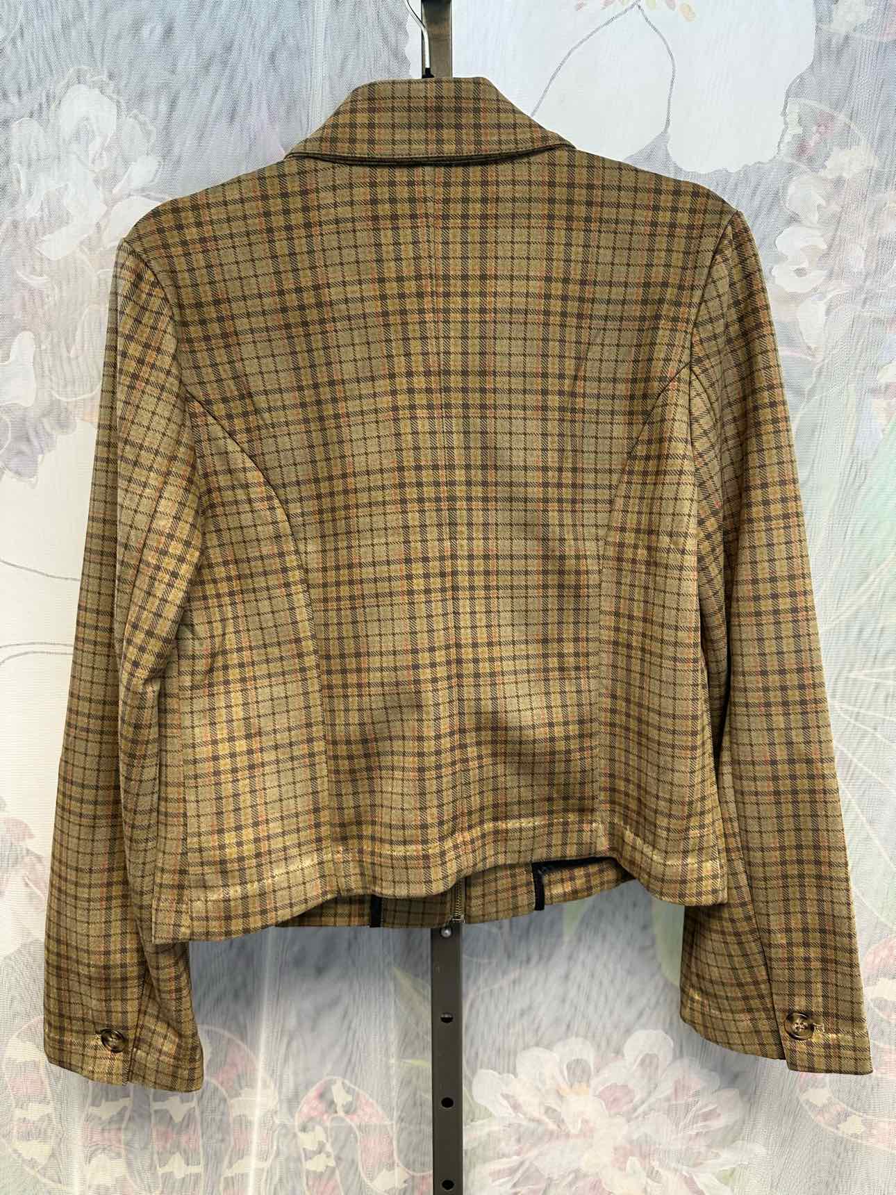 Liverpool Medium Brown Plaid Lightweight Zip Up Cropped Jacket