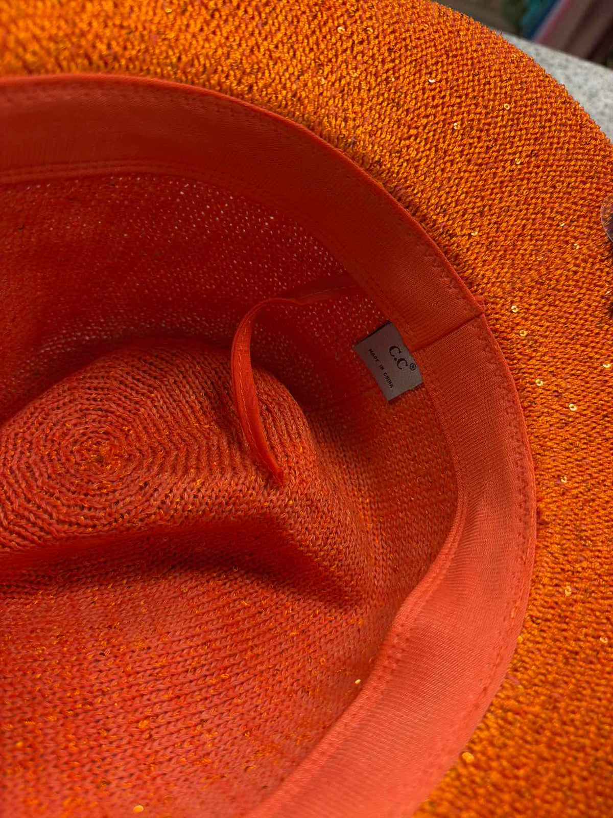 C.C Adjustable Panama Hat with Sequins Orange Hat
