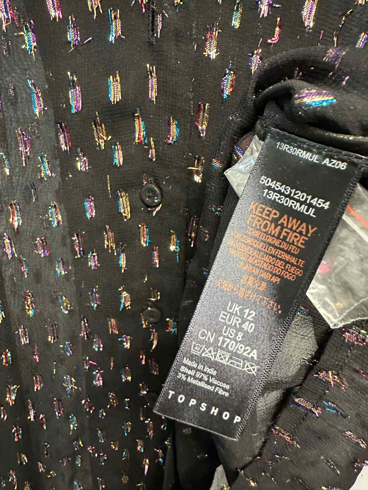 Topshop Size 8 Black Top