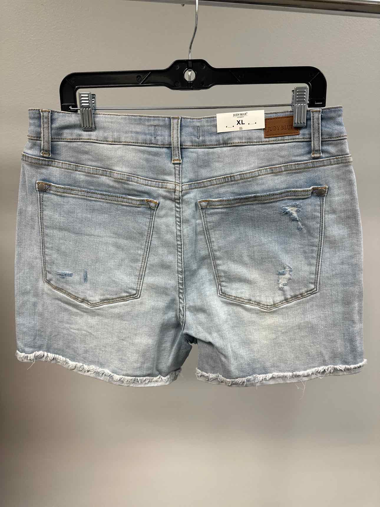 Judy Blue High Waist Buttonfly Destroyed Cuffed Denim Light Wash Shorts