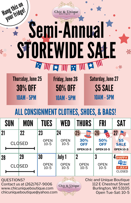 Semi-Annual Storewide Sale!