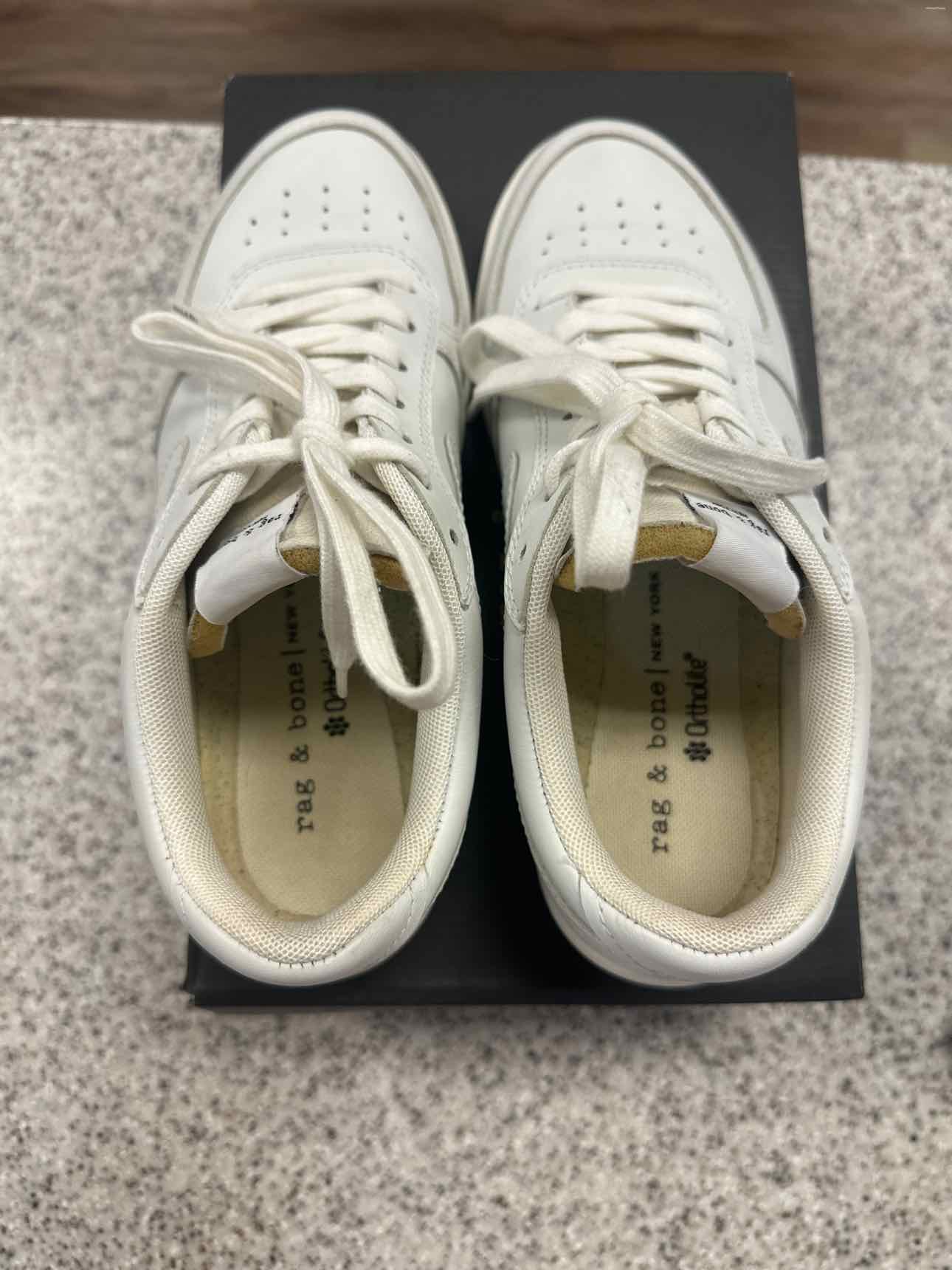 rag & bone Size 6 Retro Court Leather White Lace Sneakers