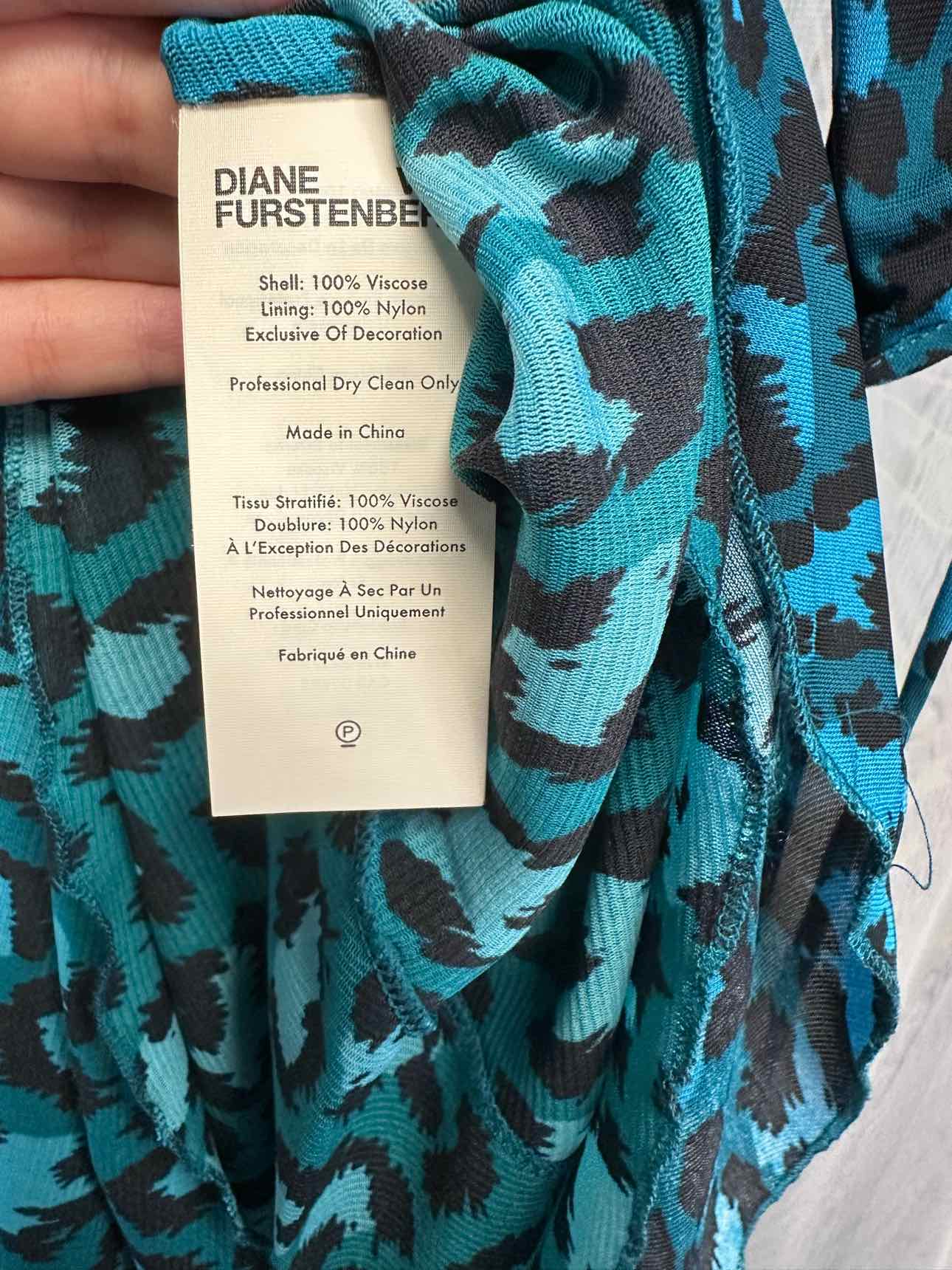 Diane vonFurstenberg NEW NWT Carin Leopard Evergreen Size 6 Blue/Black Dress
