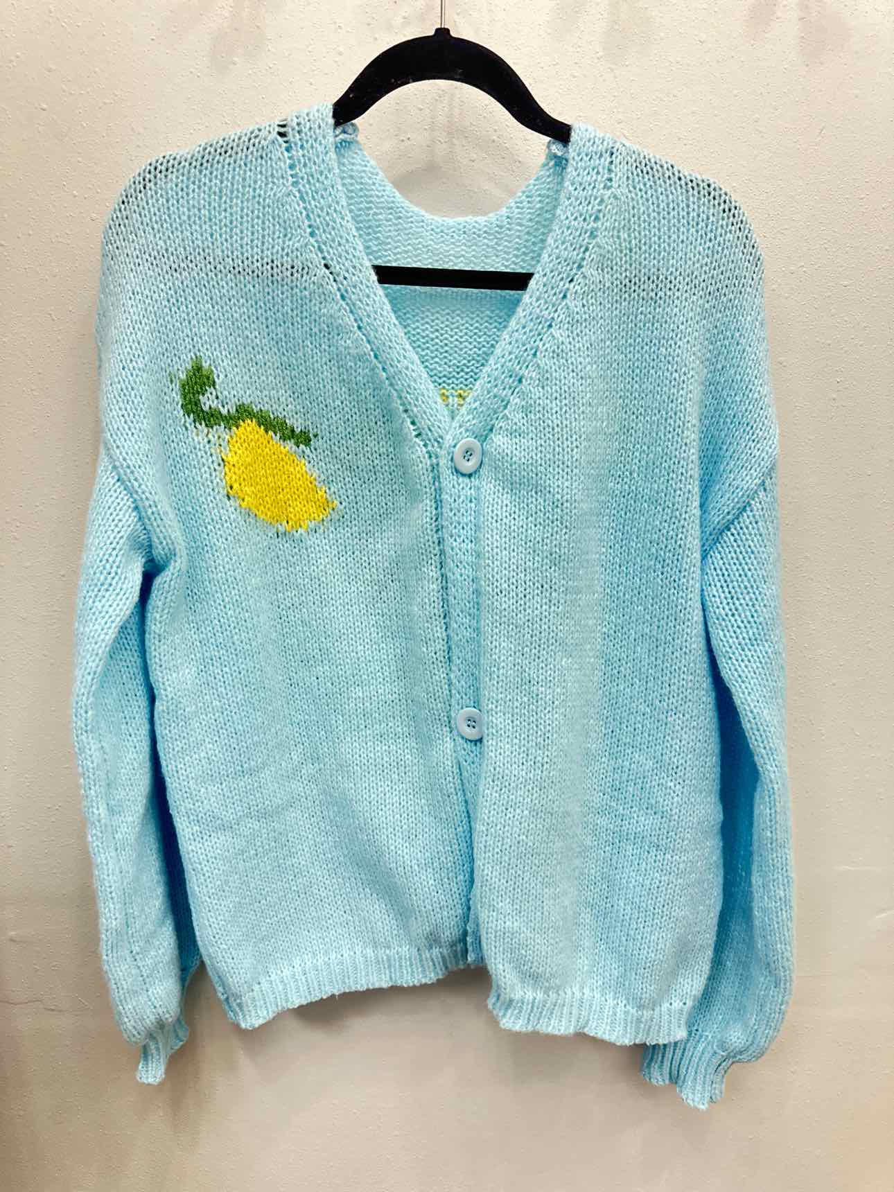 Limon Cello Size XL Light Blue Lemon Cardigan