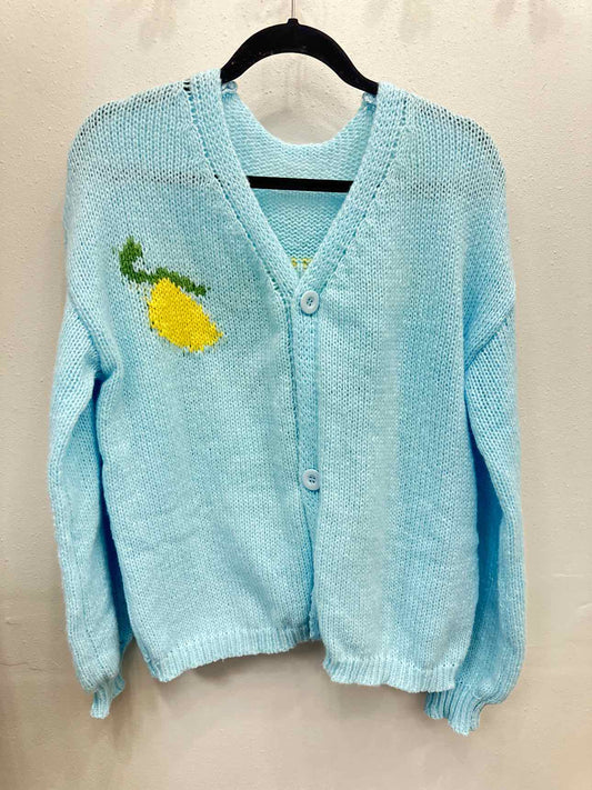 Limon Cello Size XL Light Blue Lemon Cardigan