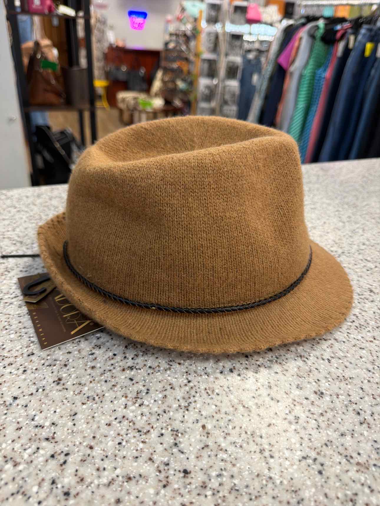 Adora NEW Adjustable Knit Fedora Wool Blend Brown Hat NEW NWT