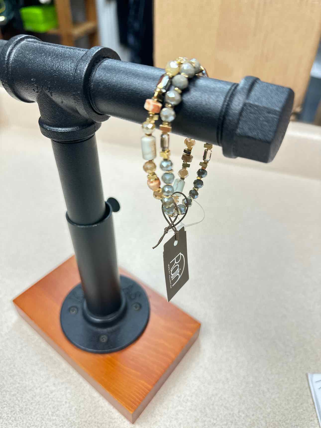 Natural Stone Bead Stretch Brown Bracelet