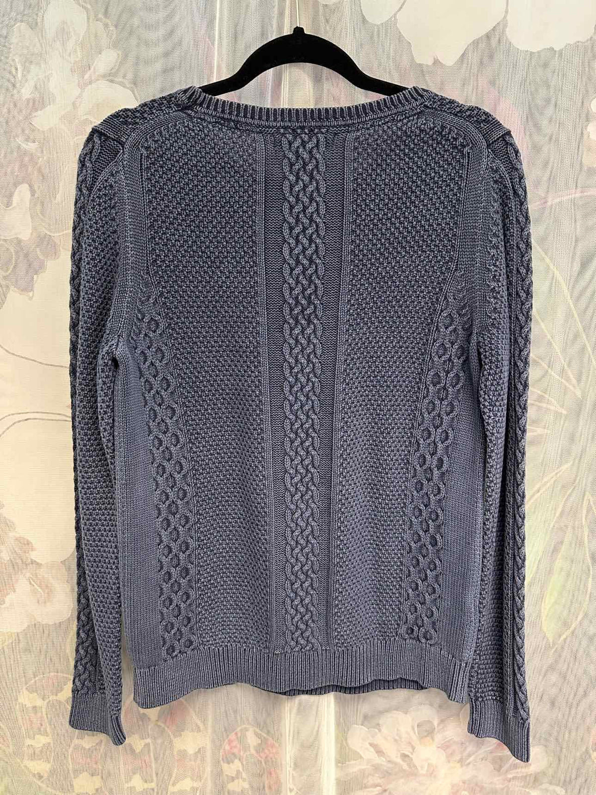 Tommy Bahama Sea Glass Cable Knit Pineapple Size Medium Dusty Blue Top