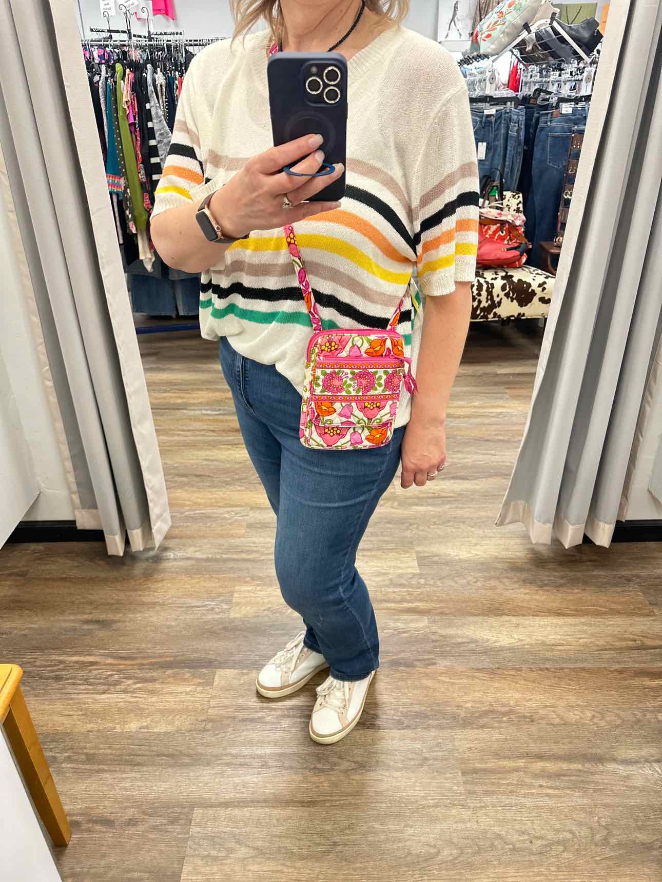 Vera Bradley Pink Lilli Bell Floral Slim Crossbody Handbags